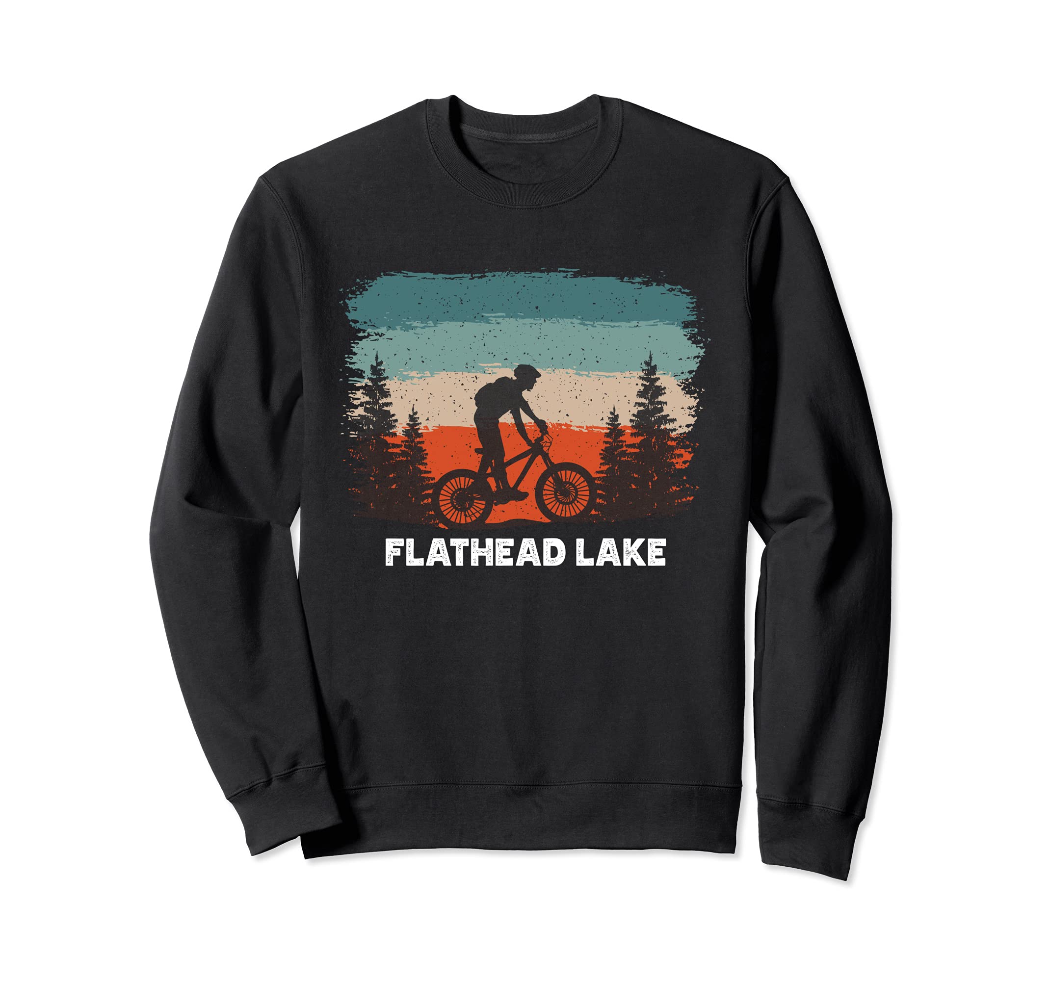 Flathead Lake Mountain Biking Sweatshirt - Minimalist Print for Adults - T-Shirt, Sweatshirt, Hoodie