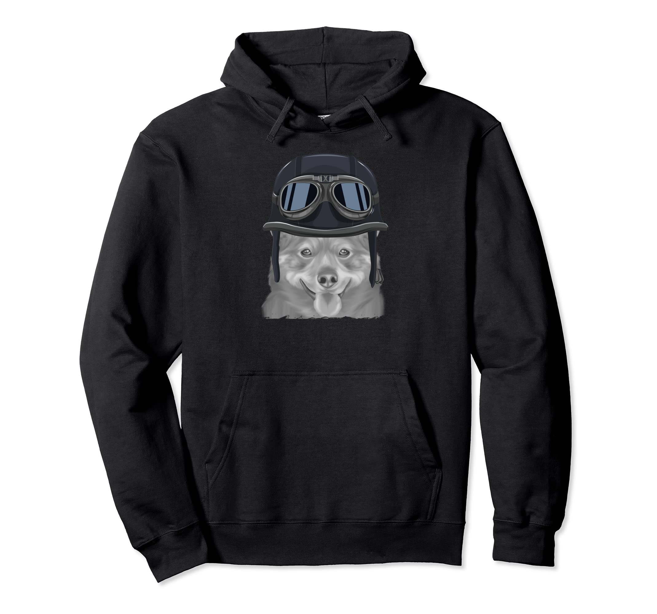 Swedish Vallhund Wearing Motorcycle Hoodie - Novelty Apparel Men Women - T-Shirt, Sweatshirt, Hoodie