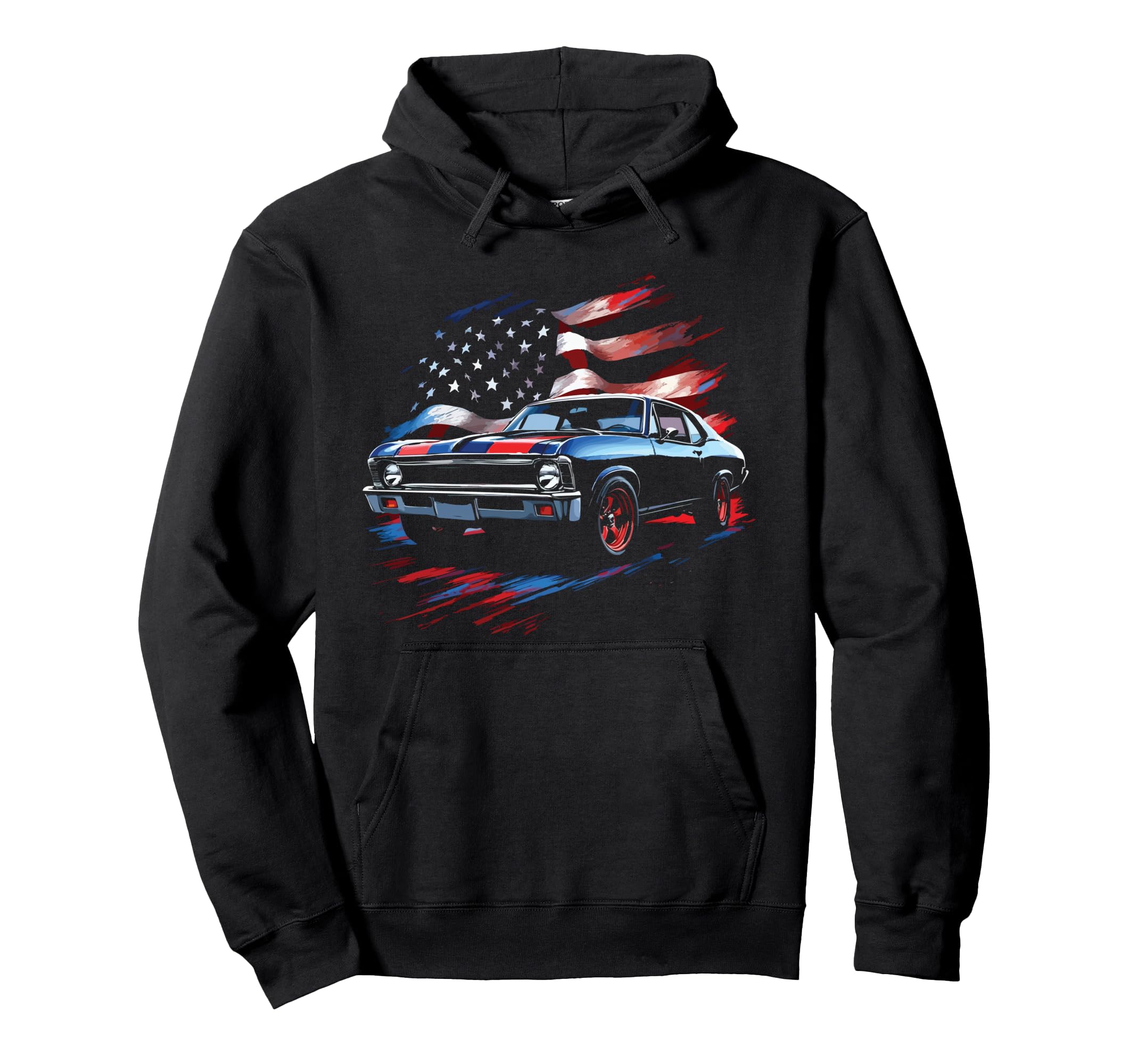 1968 Nova Ss Patriotic American Flag Old Hoodie - Trendy Graphic Men Women - T-Shirt, Sweatshirt, Hoodie