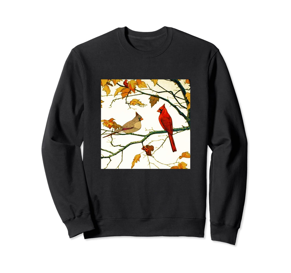 Japanese Cardinals Autumn Branch Sweatshirt - Graphic Print for Adults - T-Shirt, Sweatshirt, Hoodie