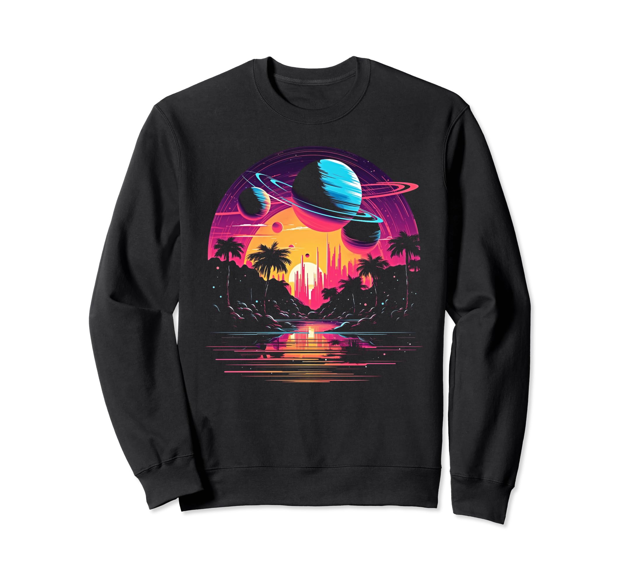 Vaporwave Solar System 80S Synthwave Sweatshirt - Trendy Graphic Unisex - T-Shirt, Sweatshirt, Hoodie