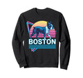 Boston Terrier Synthwave Aesthetic Sweatshirt - Graphic Print Men Women - T-Shirt, Sweatshirt, Hoodie