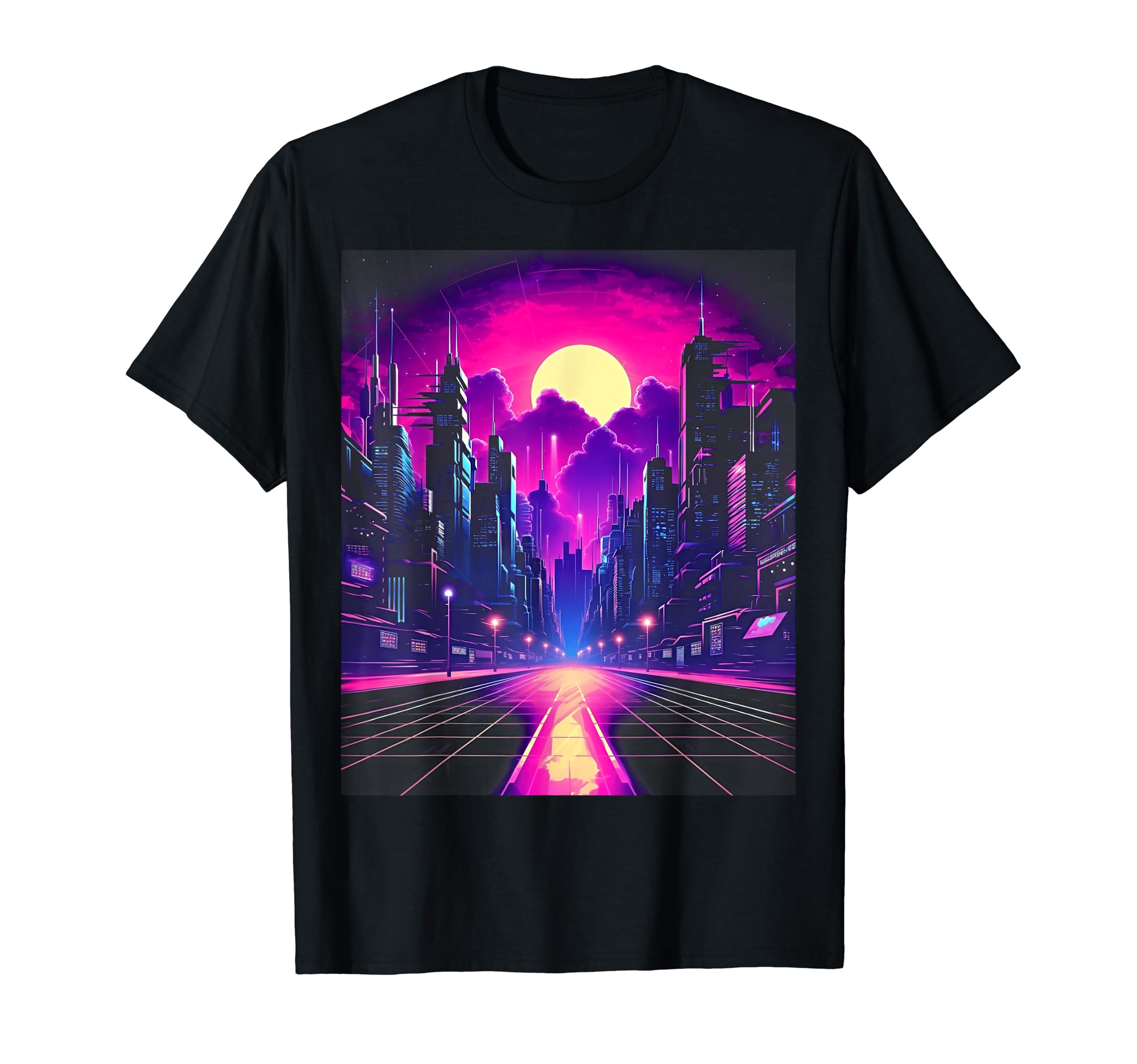 Vaporwave Cityscape 80S Synthwave 12 T-Shirt - Trendy Graphic Men Women - T-Shirt, Sweatshirt, Hoodie