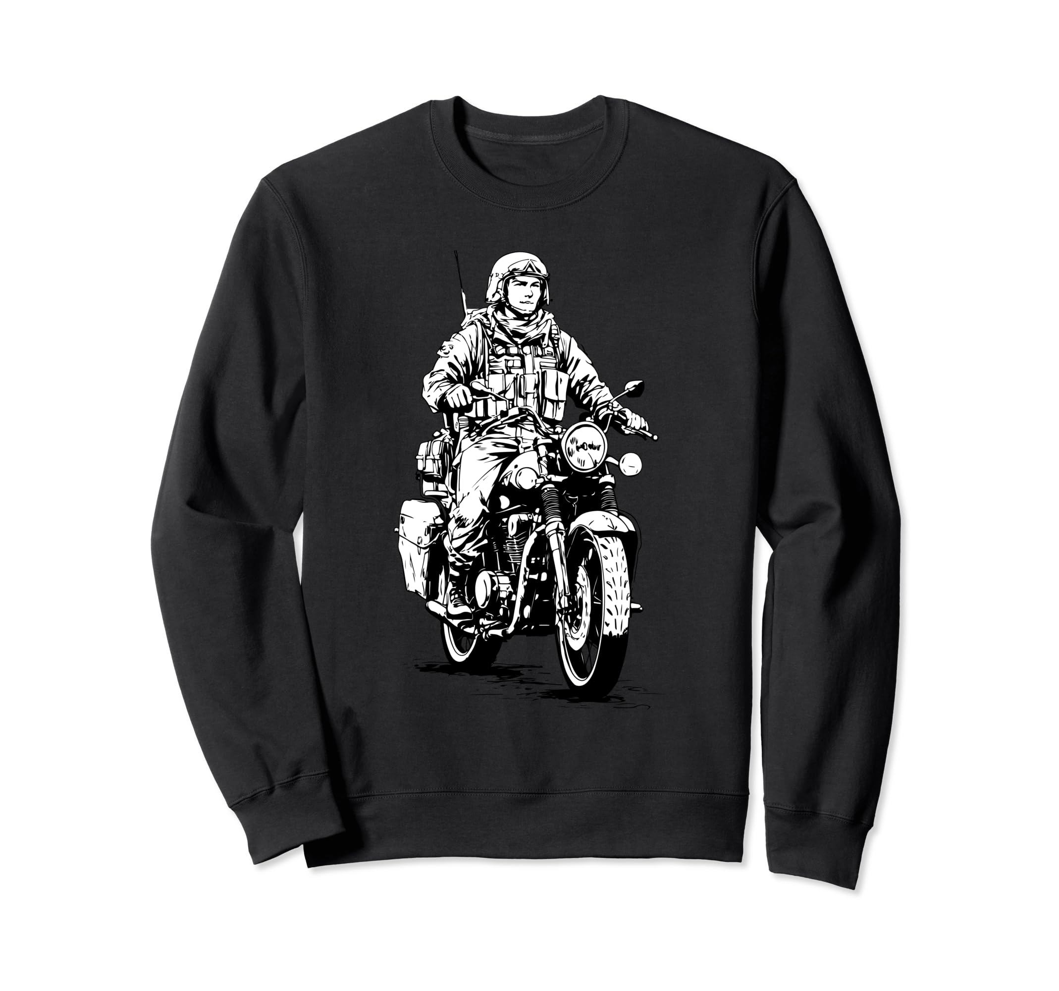 Motorcycle Bike Rider Military Sweatshirt - Unique Graphic for Adults - T-Shirt, Sweatshirt, Hoodie