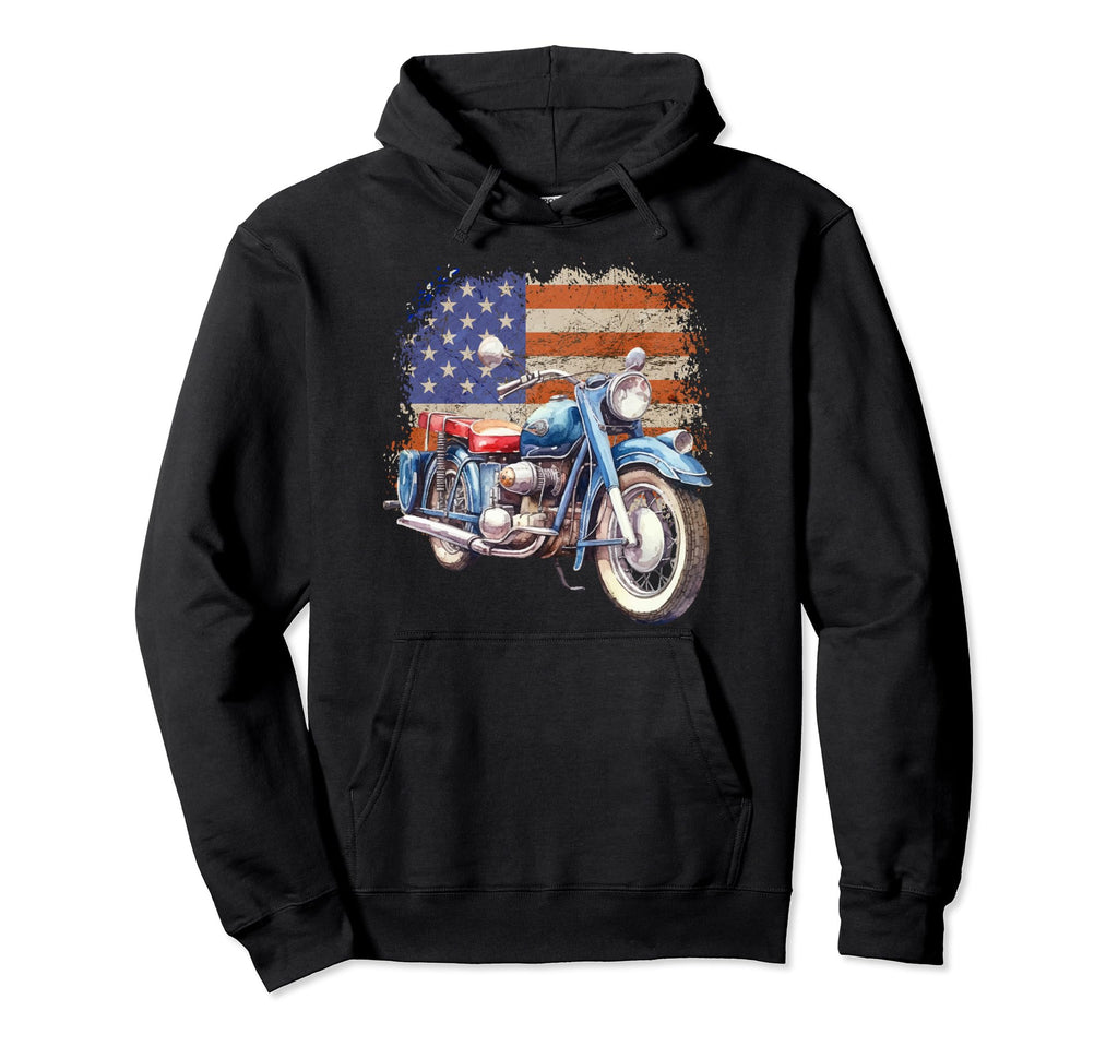 Patriotic Motorcycle American Hoodie - Casual Everyday Wear for Adults - T-Shirt, Sweatshirt, Hoodie