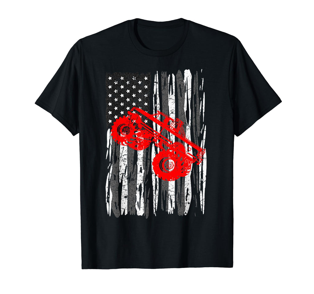 Us Flag Monster Truck American Trucks Cars T-Shirt - Trendy Graphic Unisex - T-Shirt, Sweatshirt, Hoodie