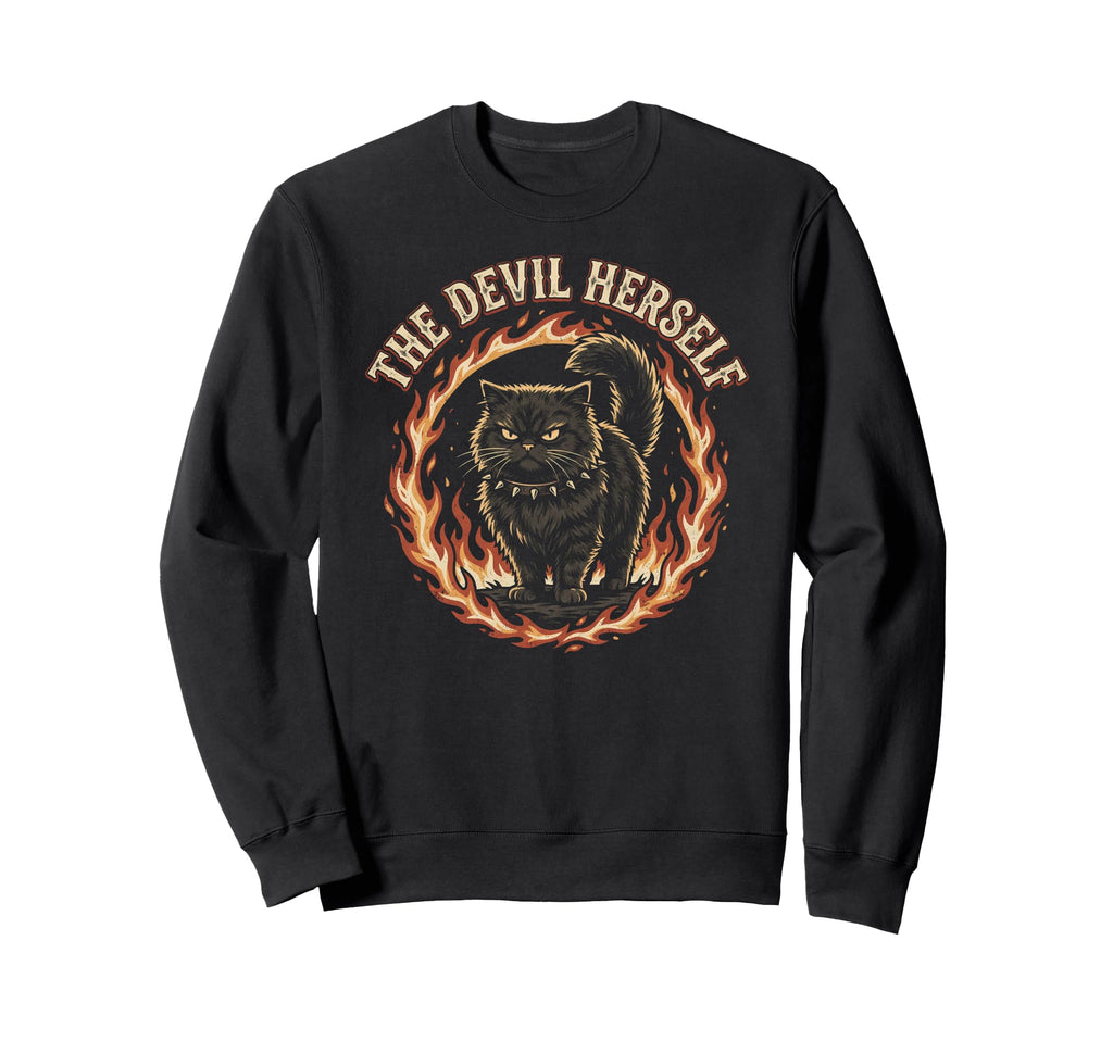 Devil Herself Occult Dark Feminine Sweatshirt - Graphic Print Unisex - T-Shirt, Sweatshirt, Hoodie