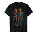 Cowboy Horse Wild West Art T-Shirt - Minimalist Print Unisex - T-Shirt, Sweatshirt, Hoodie