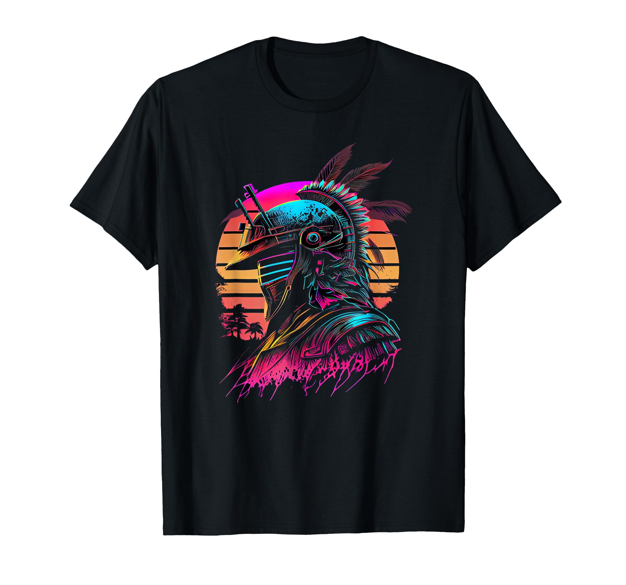 80S Samurai Synthwave Retrowave Colorful T-Shirt - Aesthetic Graphic Unisex - T-Shirt, Sweatshirt, Hoodie