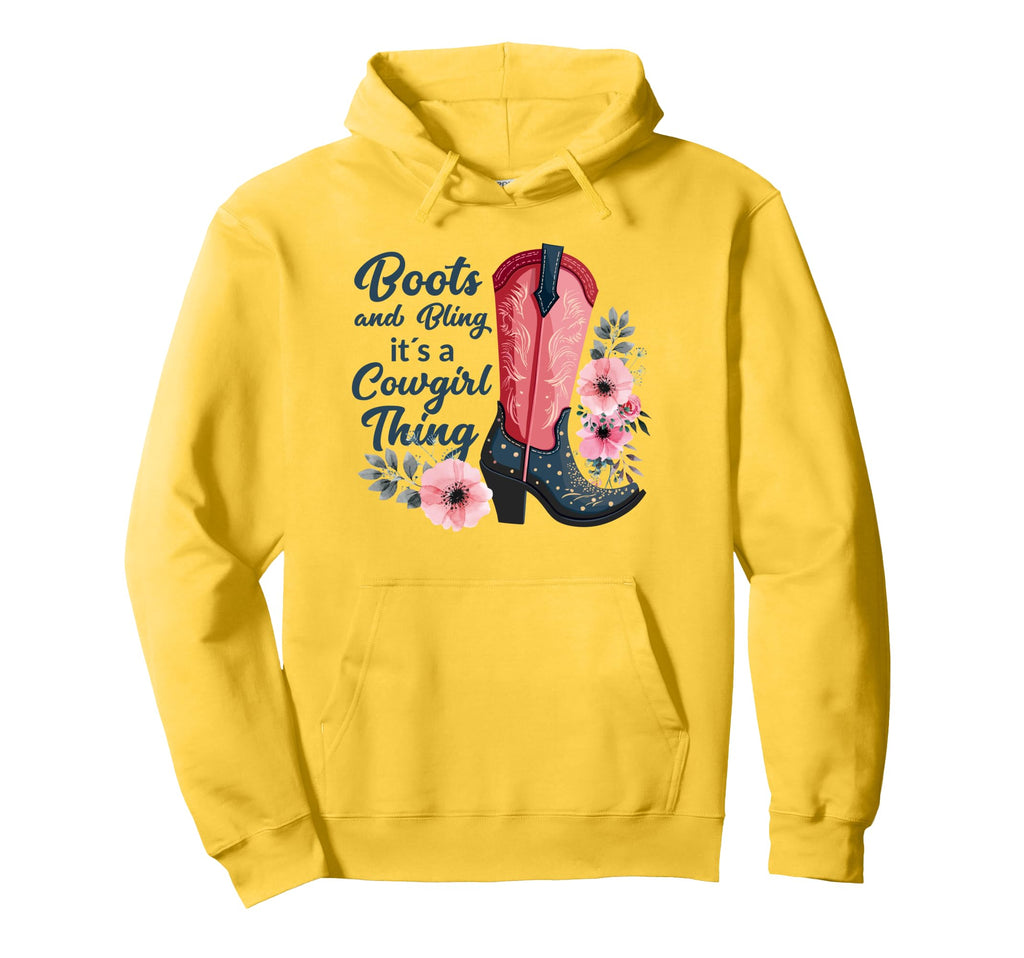 Boots And Bling It S Cowgirl Thing Flowers Hoodie - Trendy Graphic Unisex - T-Shirt, Sweatshirt, Hoodie