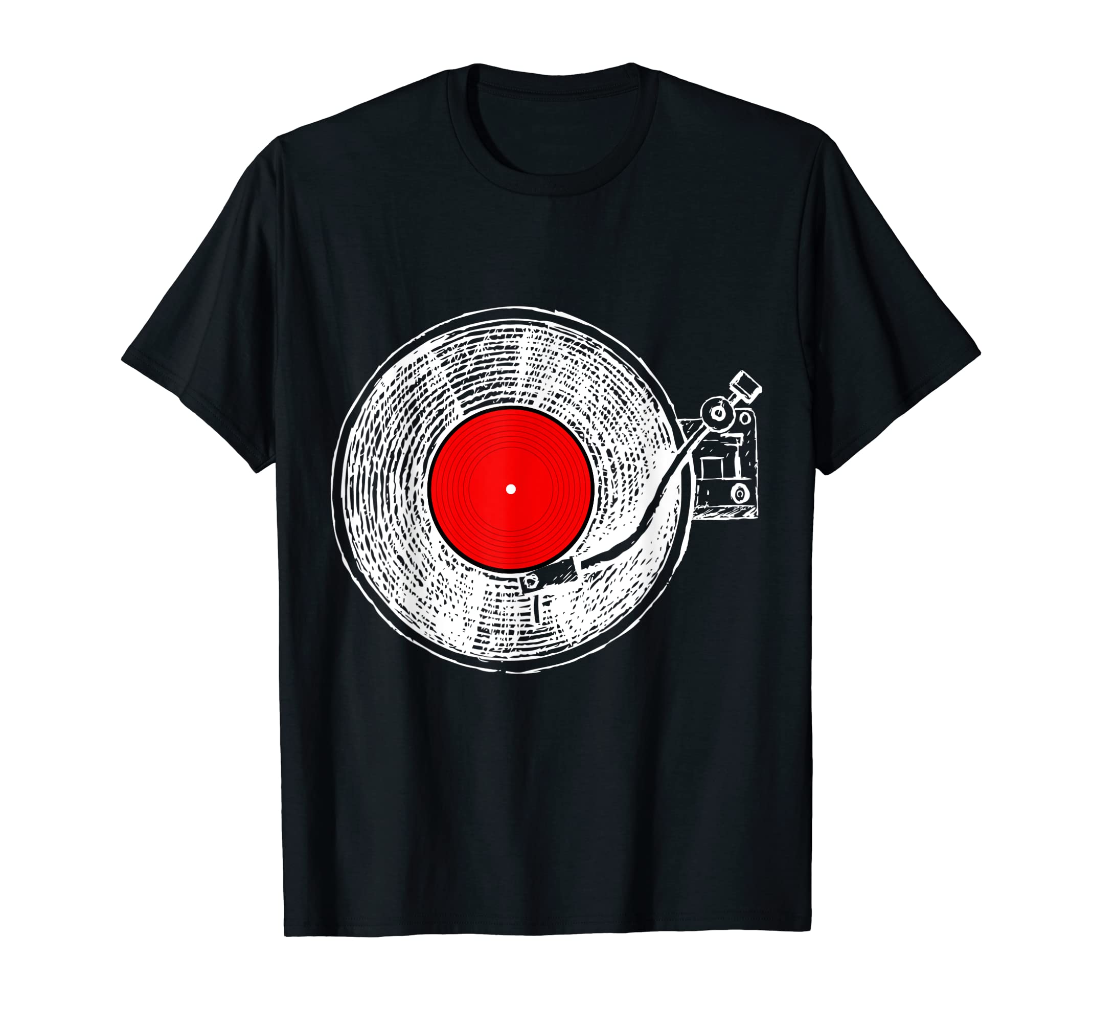 Vinyl Record Player Sketch Drawing Tees T-Shirt - Trendy Graphic Men Women - T-Shirt, Sweatshirt, Hoodie