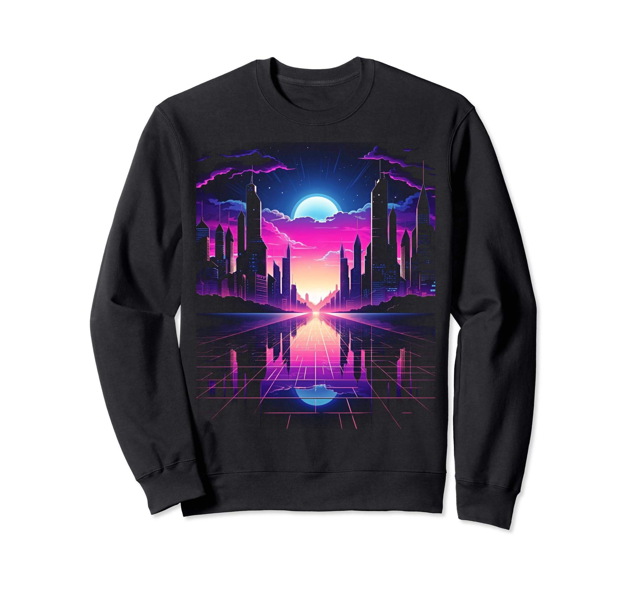 Vaporwave Cityscape 80S Synthwave 10 Sweatshirt - Graphic Print for Adults - T-Shirt, Sweatshirt, Hoodie