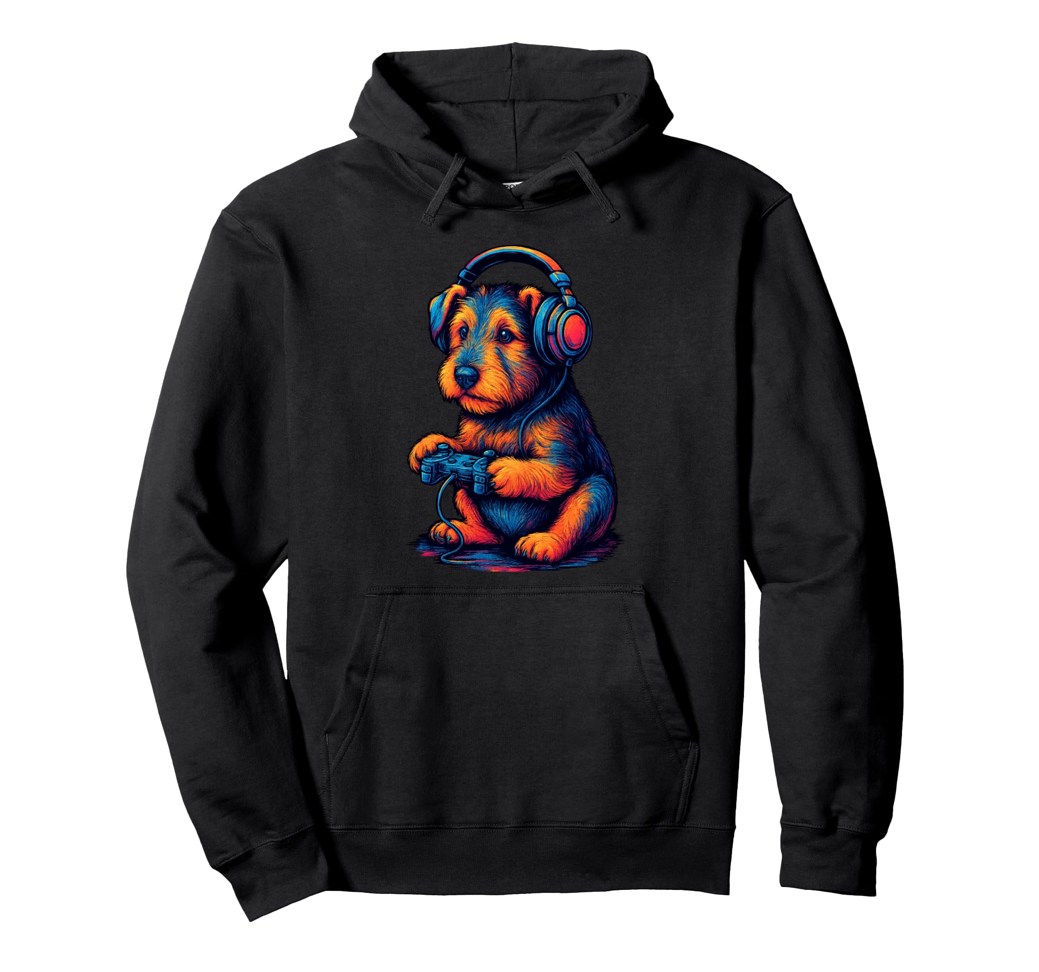 Airedale Terrier Gamer Gaming Dog Lover Hoodie - Aesthetic Graphic Unisex - T-Shirt, Sweatshirt, Hoodie