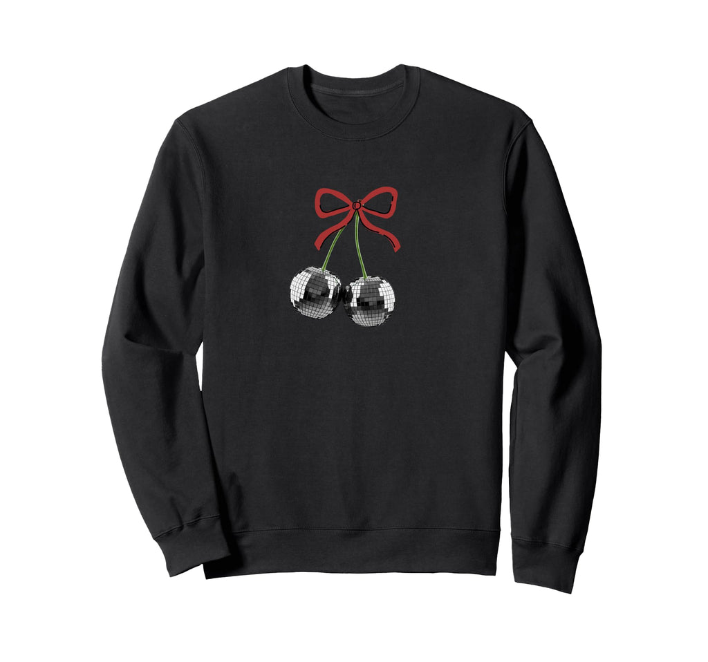 Maroon Red Bow Disco Cherry Balls Sweatshirt - Aesthetic Graphic Unisex - T-Shirt, Sweatshirt, Hoodie