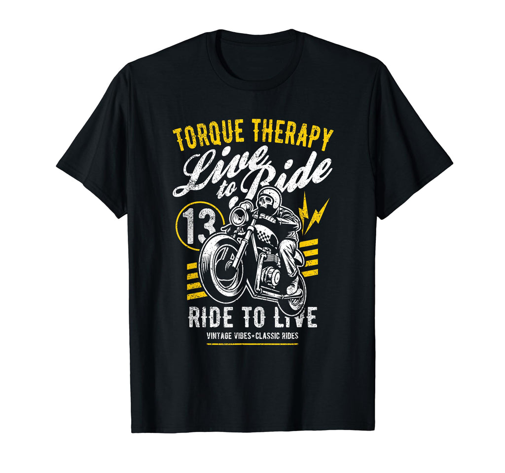 Torque Therapy Motorcycle Rider Skull T-Shirt - Novelty Apparel for Adults - T-Shirt, Sweatshirt, Hoodie