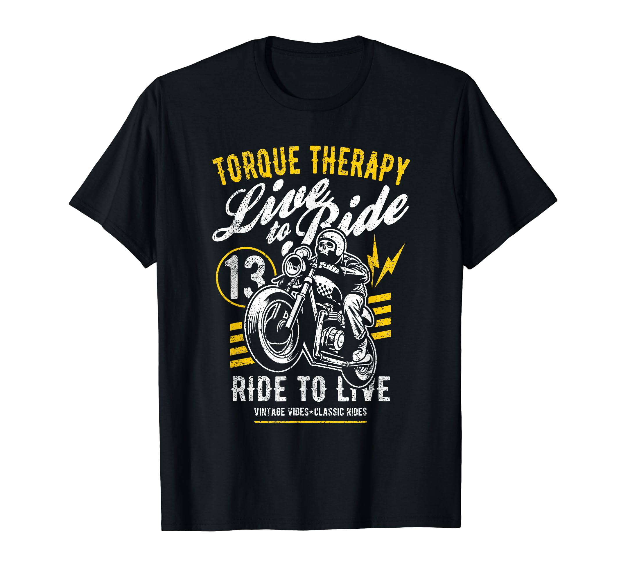 Torque Therapy Motorcycle Rider Skull T-Shirt - Novelty Apparel for Adults - T-Shirt, Sweatshirt, Hoodie