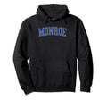 Monroe Wa Distressed Blue Varsity Hoodie - Novelty Apparel for Adults - T-Shirt, Sweatshirt, Hoodie