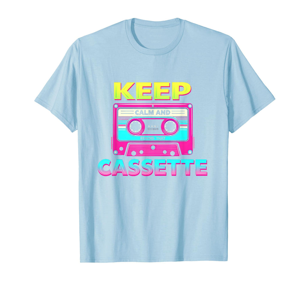 80S Keep Calm Cassette Rewind Nostalgia T-Shirt - Graphic Print for Adults - T-Shirt, Sweatshirt, Hoodie