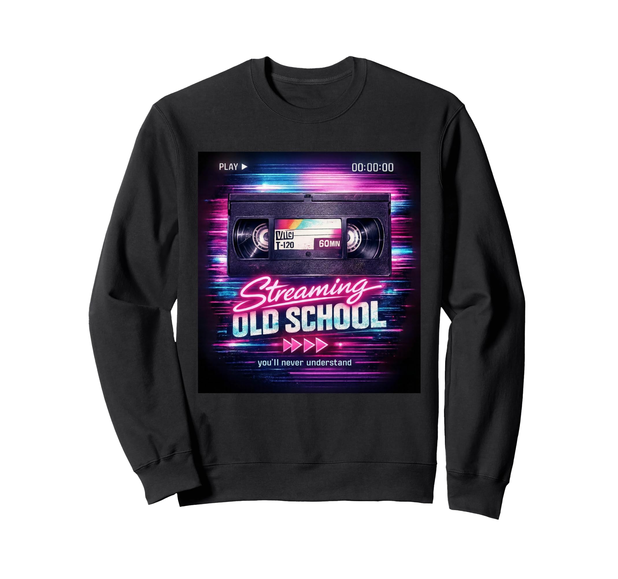 Streaming Old School Video 80S 90S Sweatshirt - Trendy Graphic for Adults - T-Shirt, Sweatshirt, Hoodie