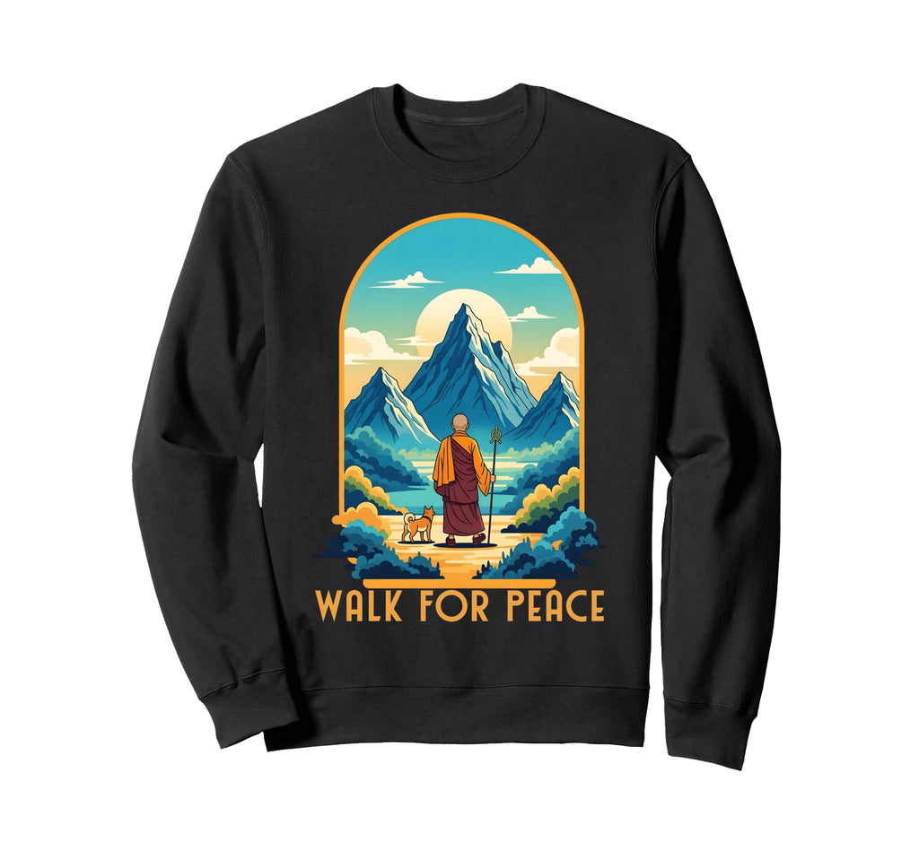 Walk Peace Monks Journey 2026 Dog Sweatshirt - Novelty Apparel for Adults - T-Shirt, Sweatshirt, Hoodie