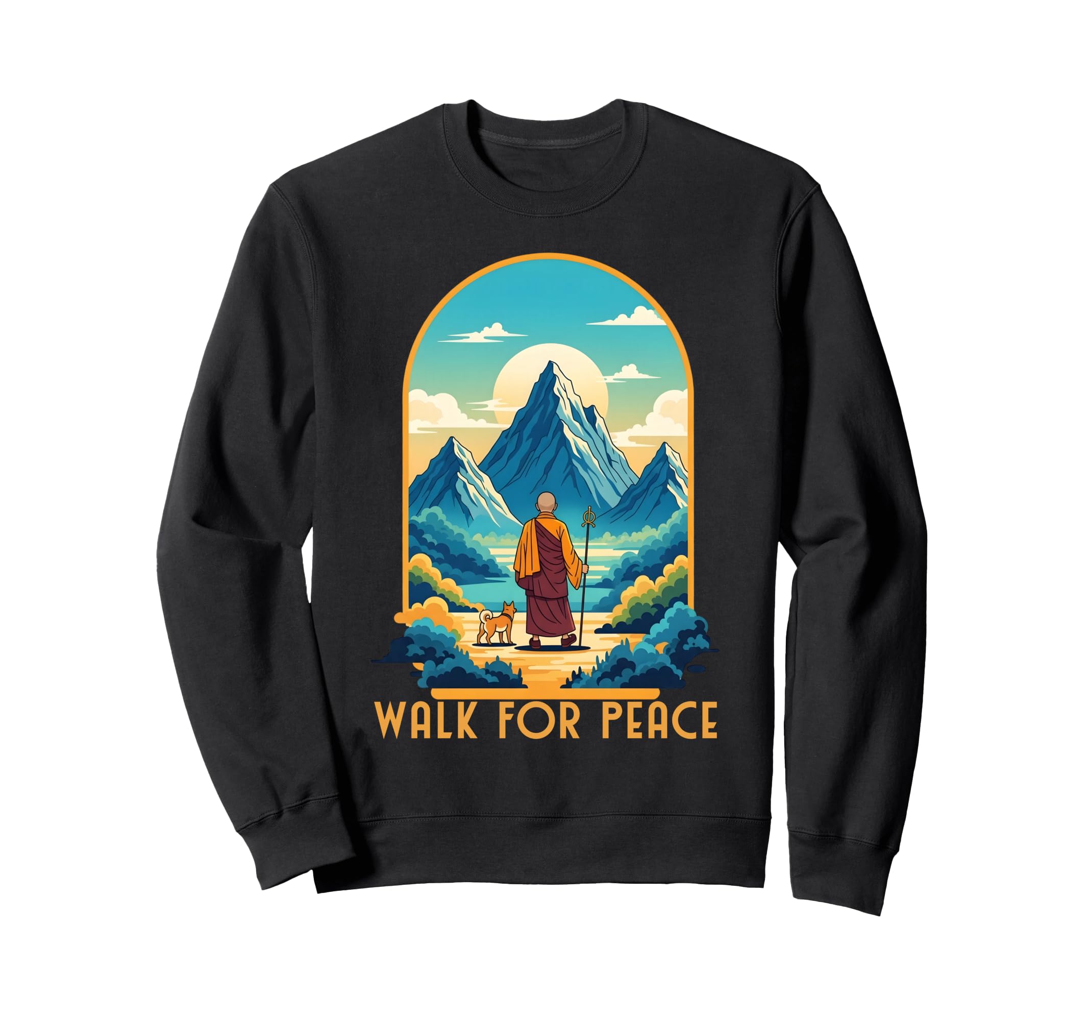 Walk Peace Monks Journey 2026 Dog Sweatshirt - Novelty Apparel for Adults - T-Shirt, Sweatshirt, Hoodie