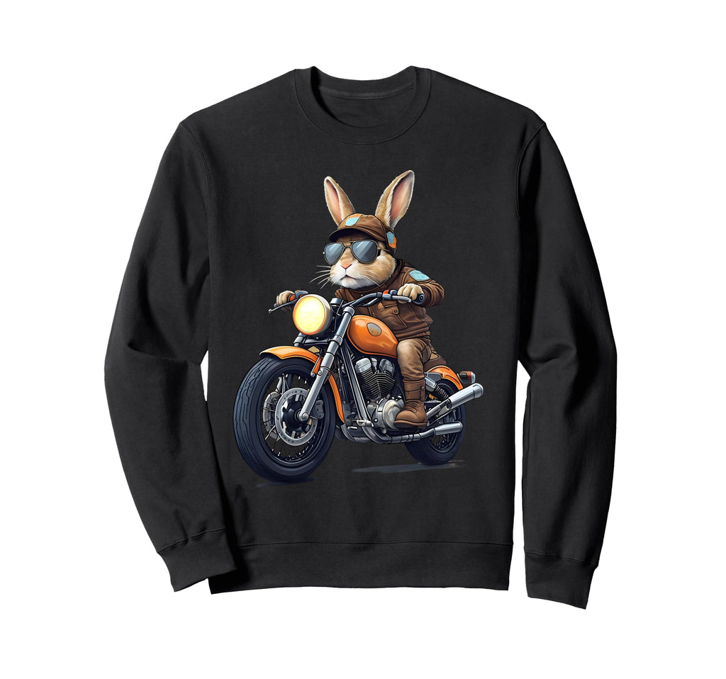 Happy Easter Day Motorbike Bunny Sweatshirt - Aesthetic Graphic Men Women - T-Shirt, Sweatshirt, Hoodie