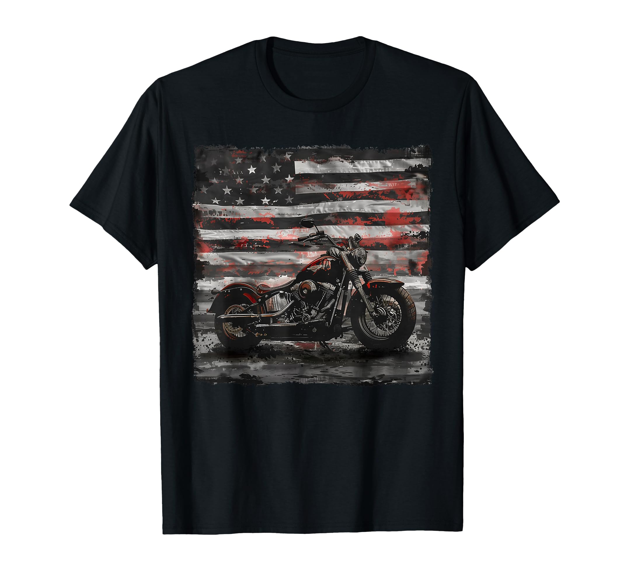 Motorcycle Usa Flag Biker American T-Shirt - Aesthetic Graphic Unisex - T-Shirt, Sweatshirt, Hoodie