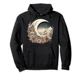 Floral Moon And Mountain Aesthetic Hoodie - Novelty Apparel for Adults - T-Shirt, Sweatshirt, Hoodie