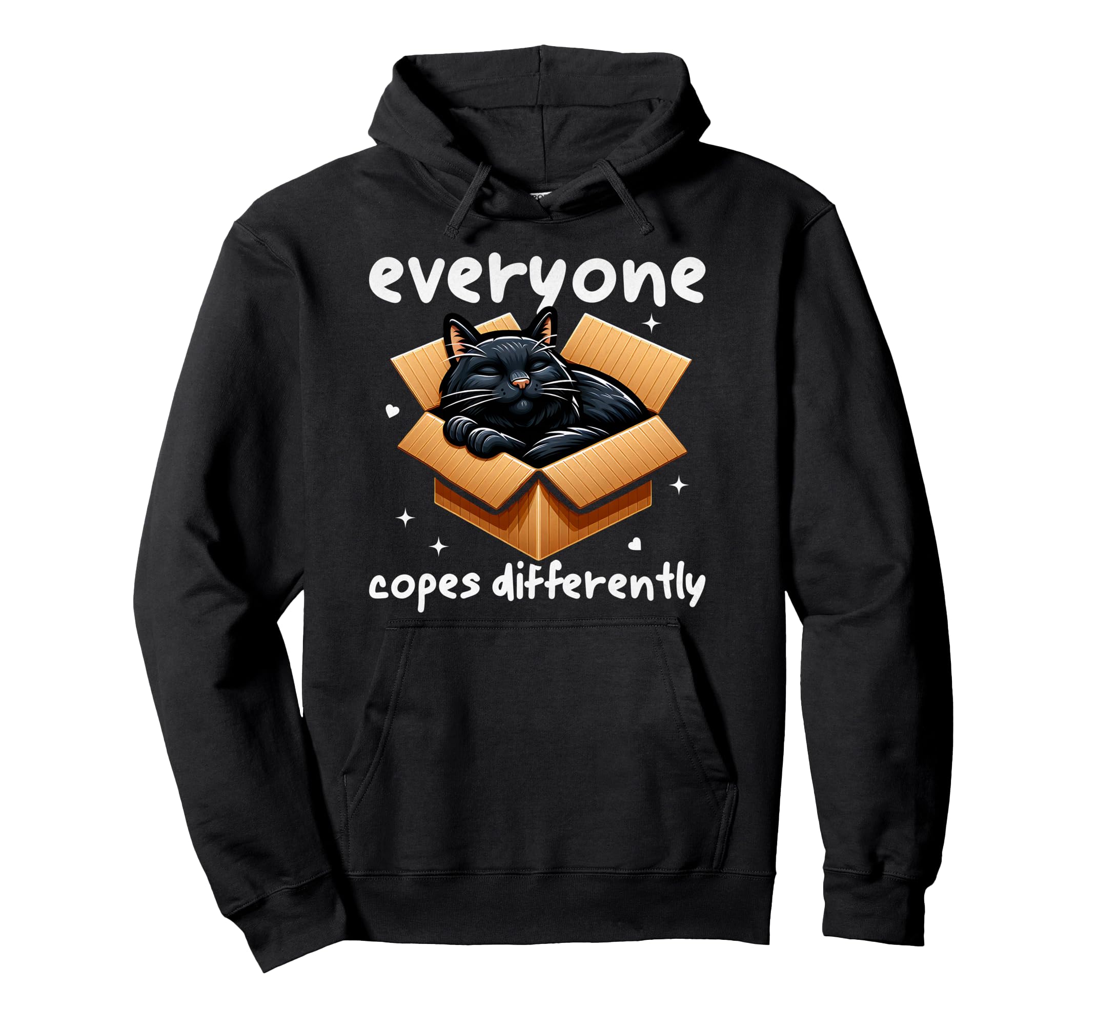 Everyone Copes Differently Cat Hoodie - Aesthetic Graphic for Adults - T-Shirt, Sweatshirt, Hoodie