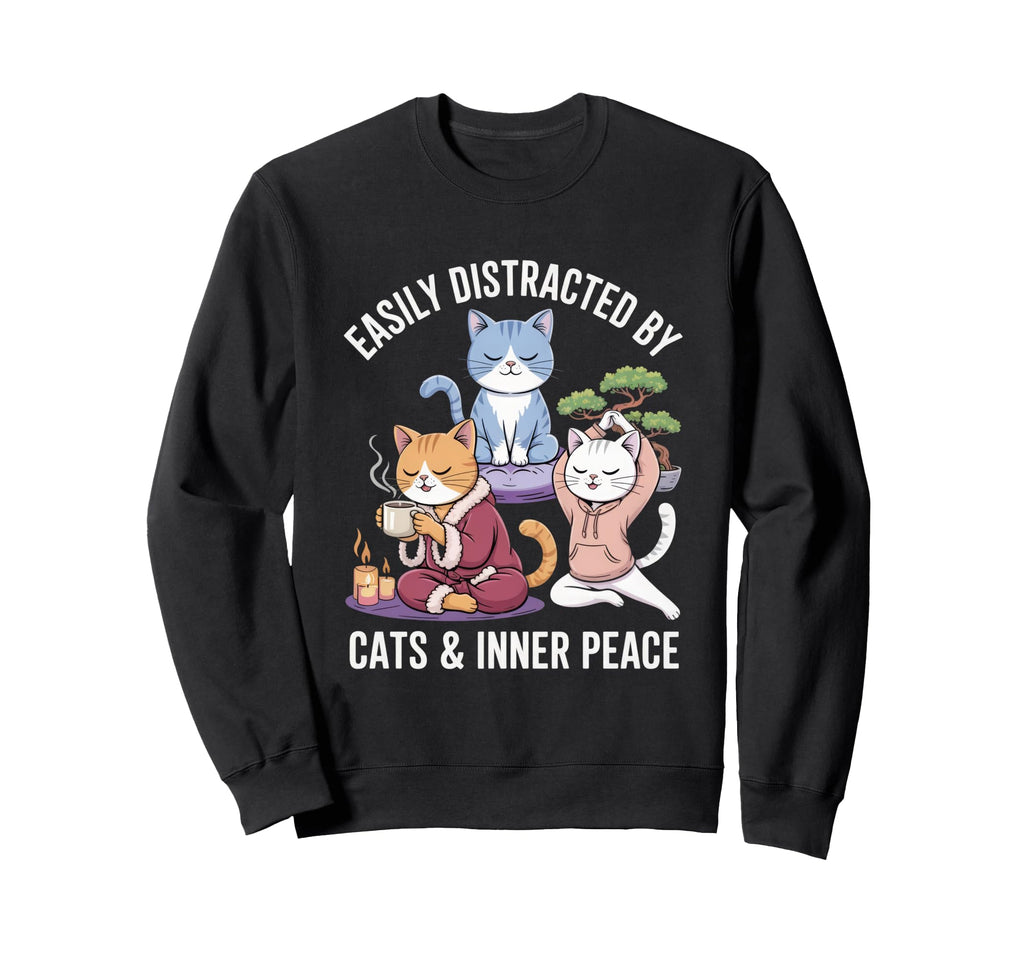 Easily Distracted Cats And Inner Sweatshirt - Minimalist Print Men Women - T-Shirt, Sweatshirt, Hoodie