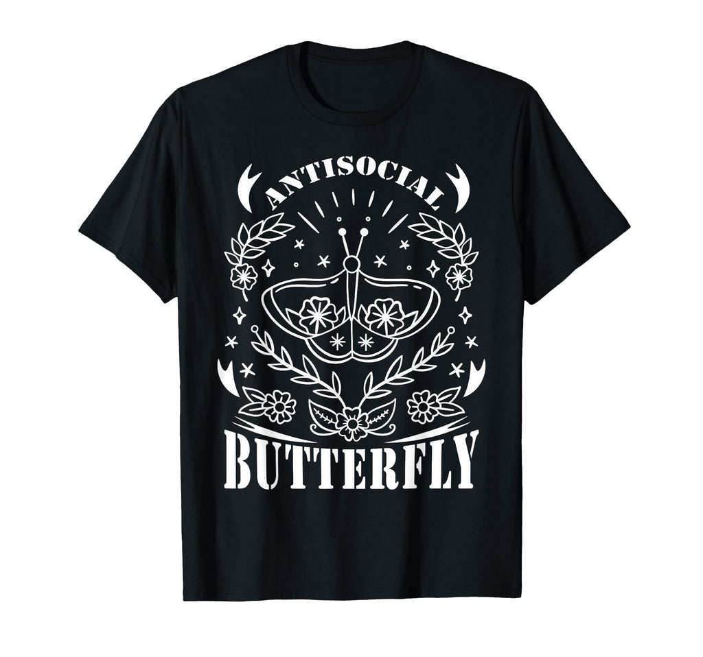 Antisocial Butterfly Funny Butterfly T-Shirt - Minimalist Print Men Women - T-Shirt, Sweatshirt, Hoodie