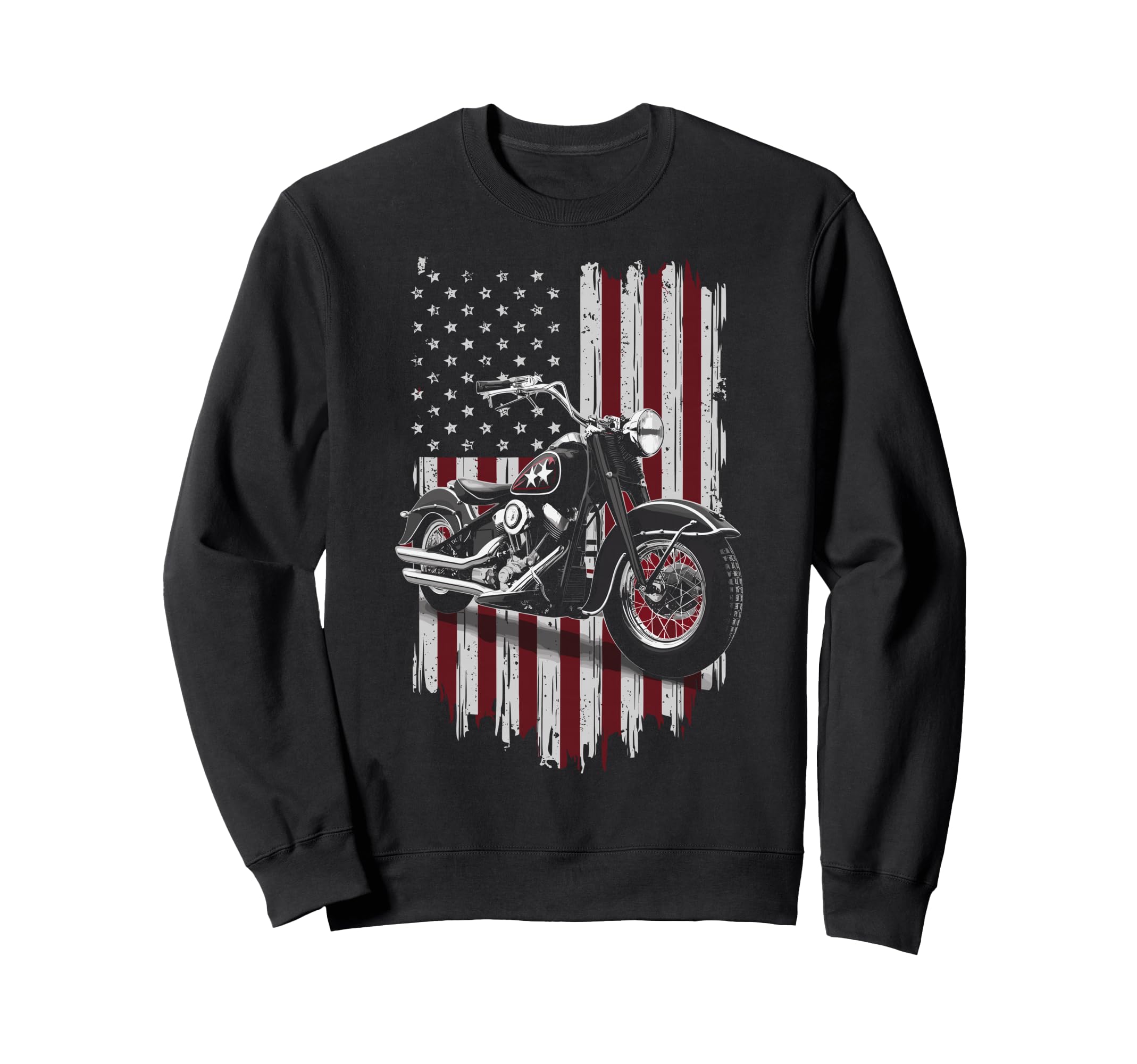 Patriotic Motorcycle Usa Flag Biker Sweatshirt - Unique Graphic Men Women - T-Shirt, Sweatshirt, Hoodie