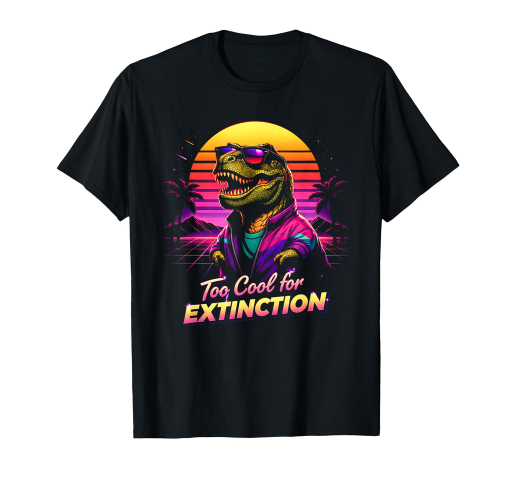 80S Synthwave T Rex Funny Tyrannosaurus T-Shirt - Graphic Print Unisex - T-Shirt, Sweatshirt, Hoodie