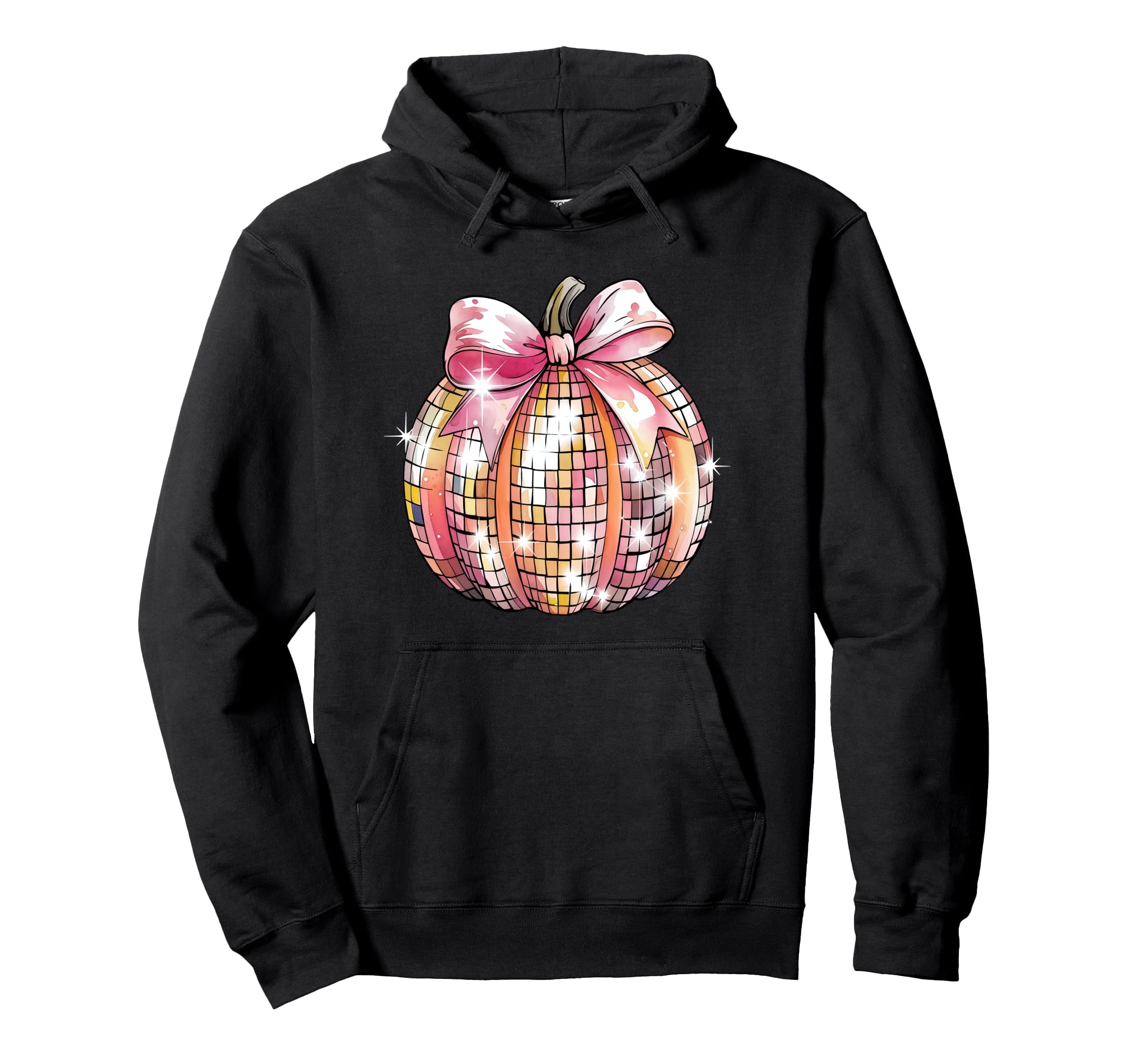 Coquette Disco Ball Pumpkin Fall Hoodie - Fun Novelty Design Men Women - T-Shirt, Sweatshirt, Hoodie