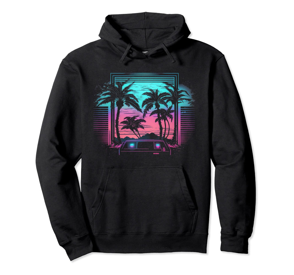 Palm Tree Vaporwave Retrowave Hoodie - Casual Everyday Wear Unisex - T-Shirt, Sweatshirt, Hoodie