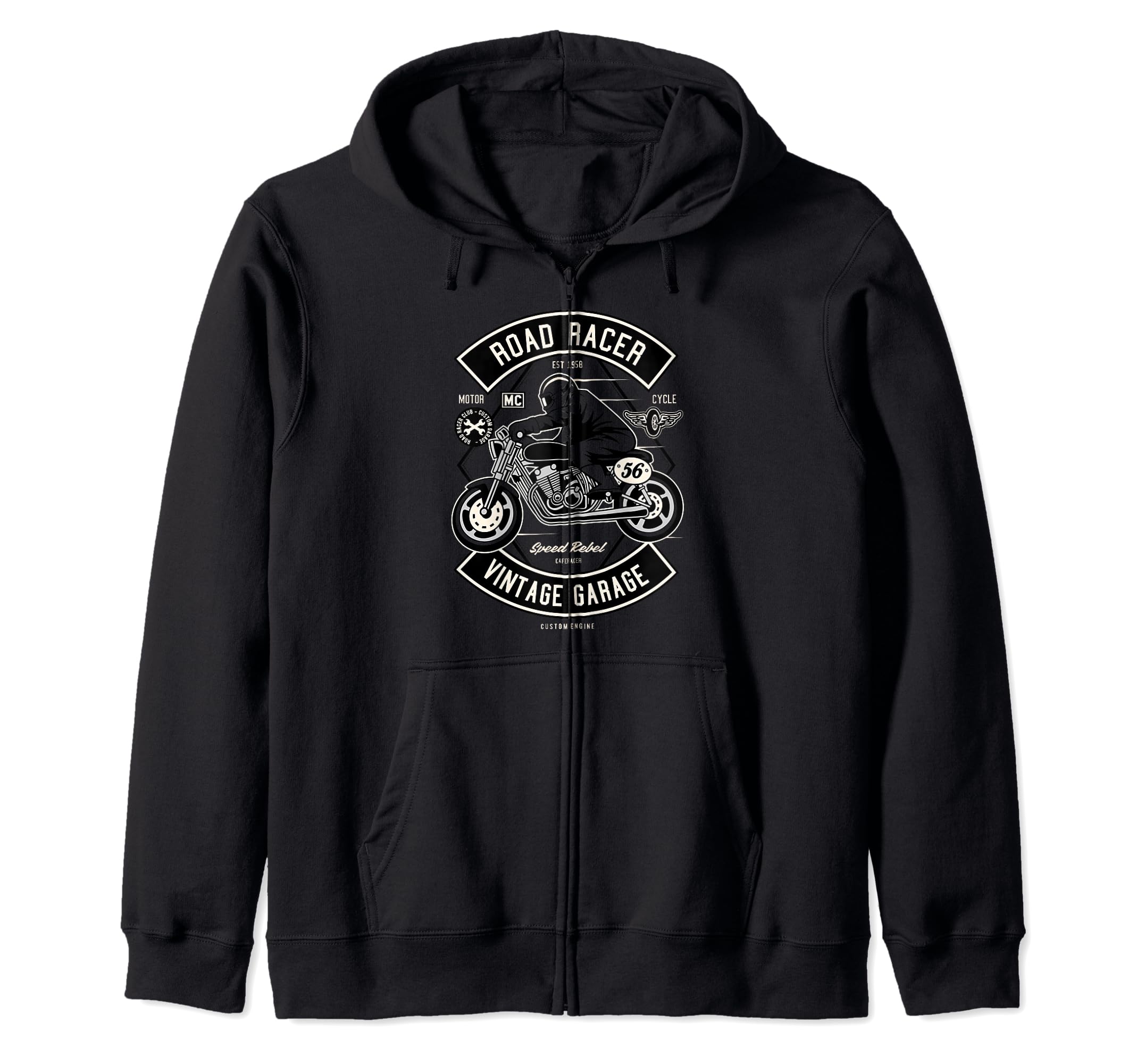 Road Racer Garage Motorcycle 56 Gift T-Shirt - Novelty Apparel Unisex - T-Shirt, Sweatshirt, Hoodie