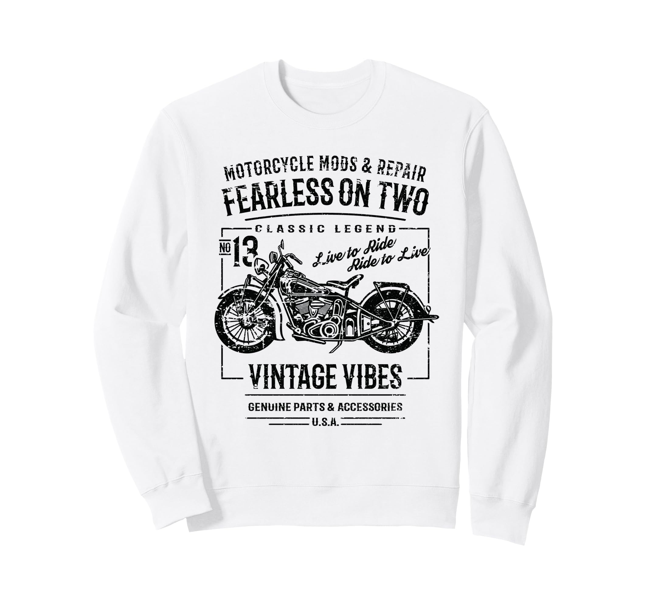 Motorcycle Distressed Sweatshirt - Novelty Apparel for Adults - T-Shirt, Sweatshirt, Hoodie