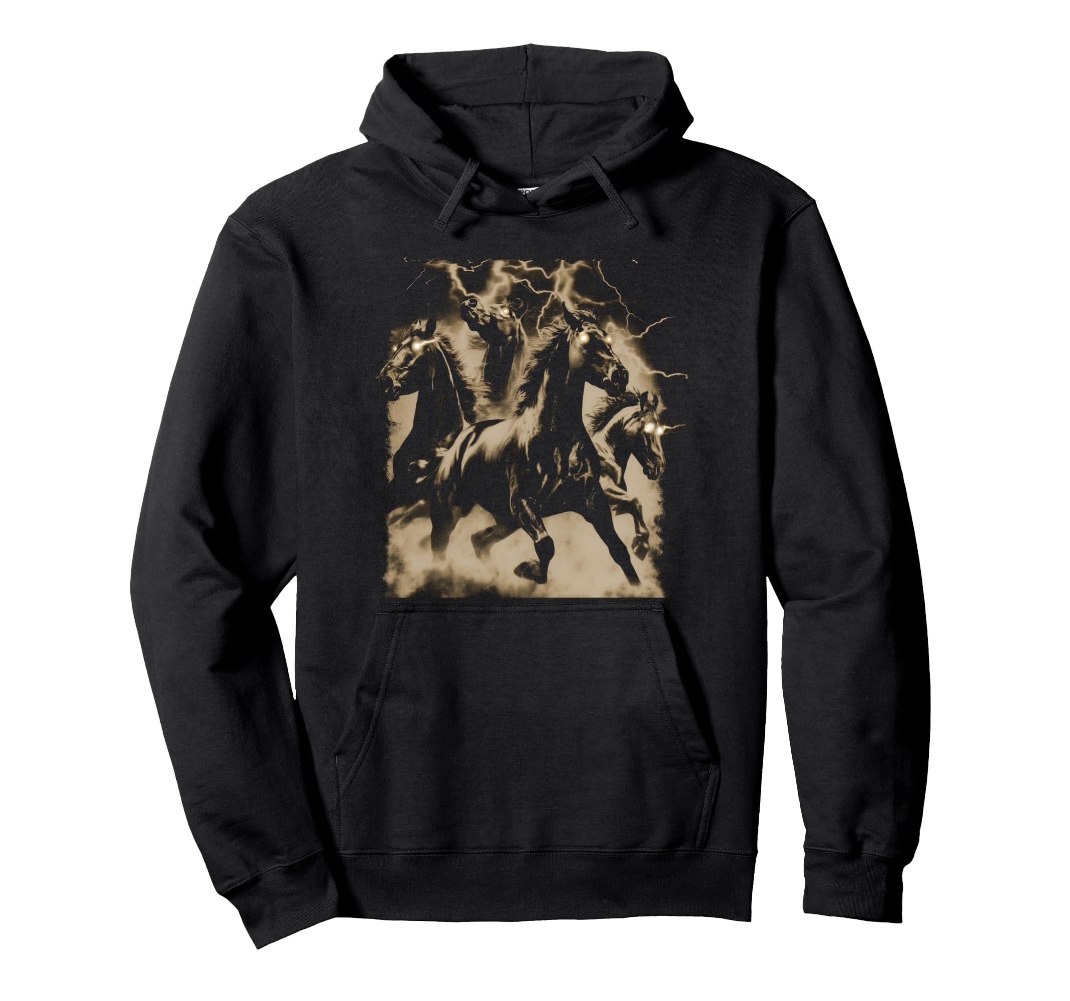 Horse Lightning 80S 90S Western Grunge Hoodie - Graphic Print for Adults - T-Shirt, Sweatshirt, Hoodie