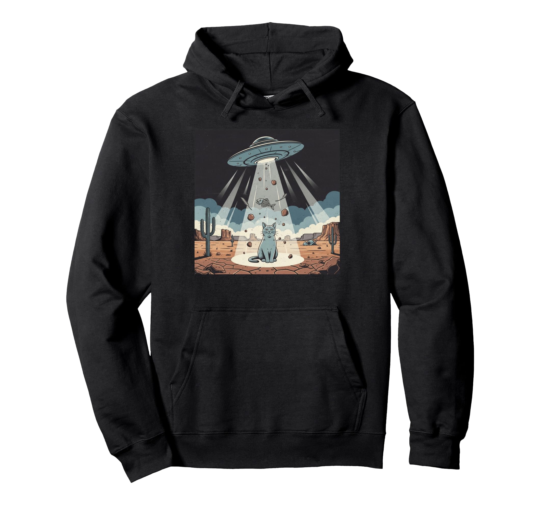 Wild Ufo Cowboy Cat 90S Western West Hoodie - Aesthetic Graphic Men Women - T-Shirt, Sweatshirt, Hoodie