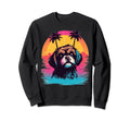 Shih Tzu 80S Synthwave Sunset Sweatshirt - Aesthetic Graphic Unisex - T-Shirt, Sweatshirt, Hoodie