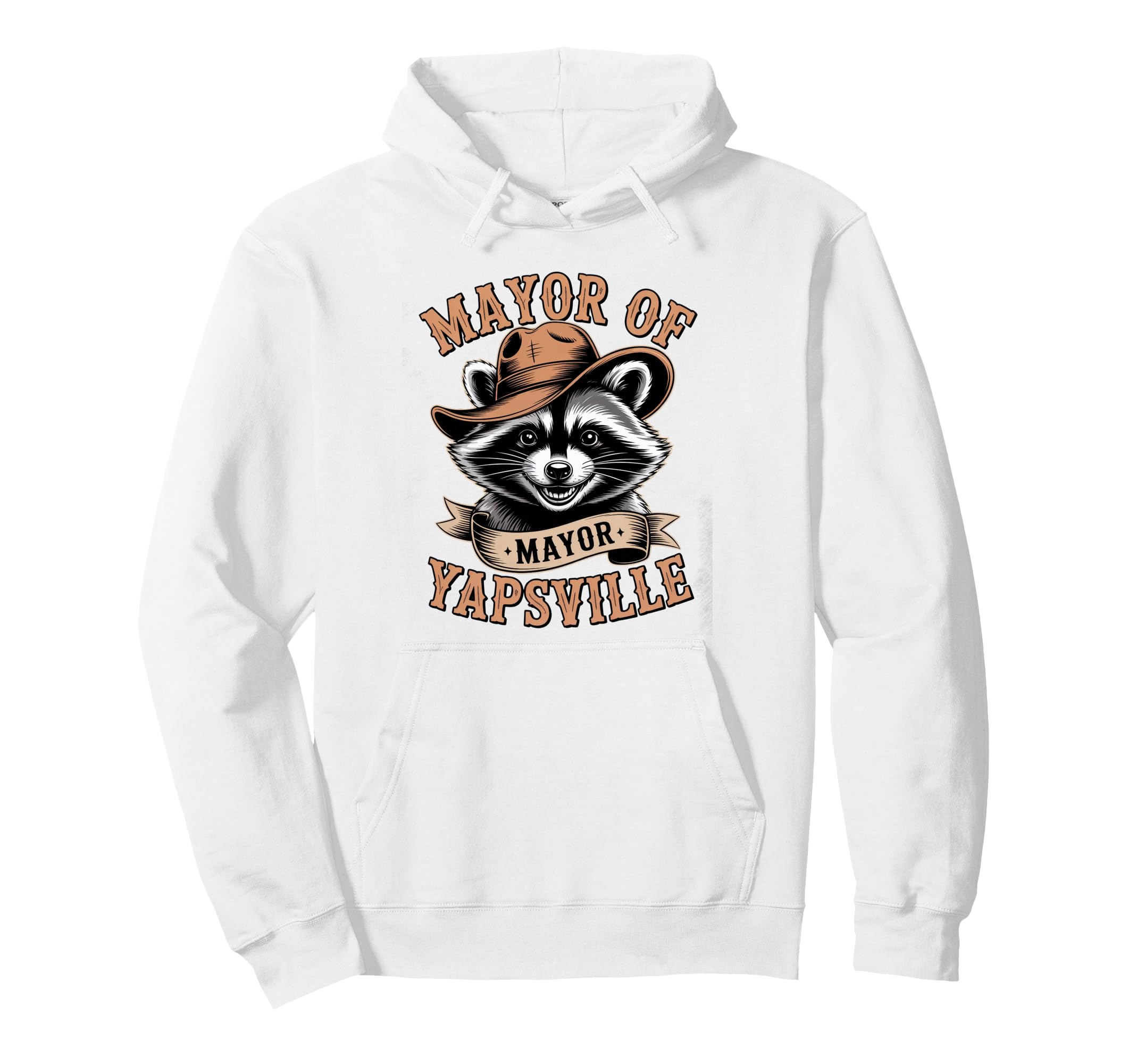 Mayor Yapsville Funny Racoon Western Hoodie - Unique Graphic for Adults - T-Shirt, Sweatshirt, Hoodie