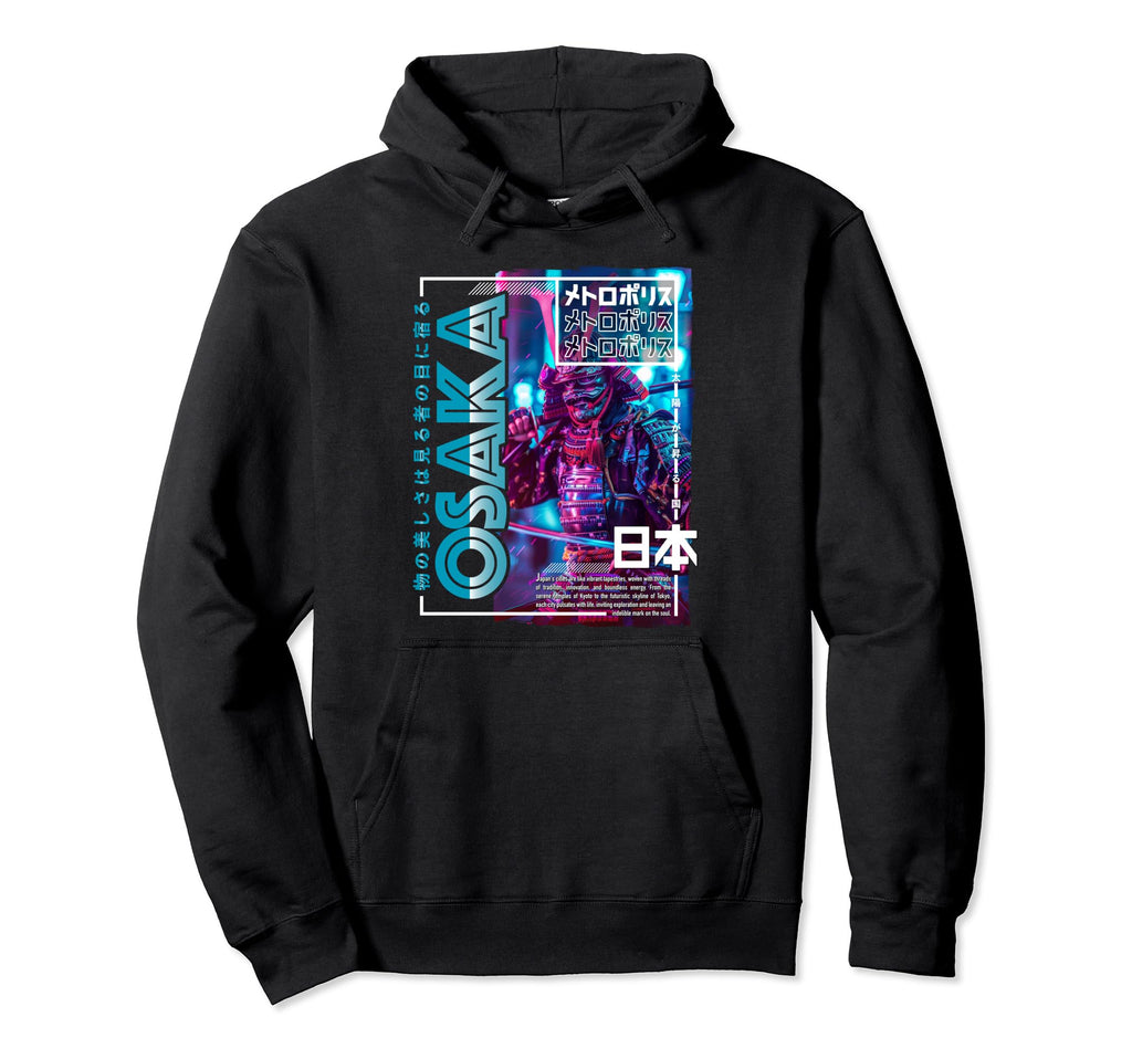 Osaka City 80S Synthwave Samurai Japan Osaka Hoodie - Graphic Print Unisex - T-Shirt, Sweatshirt, Hoodie