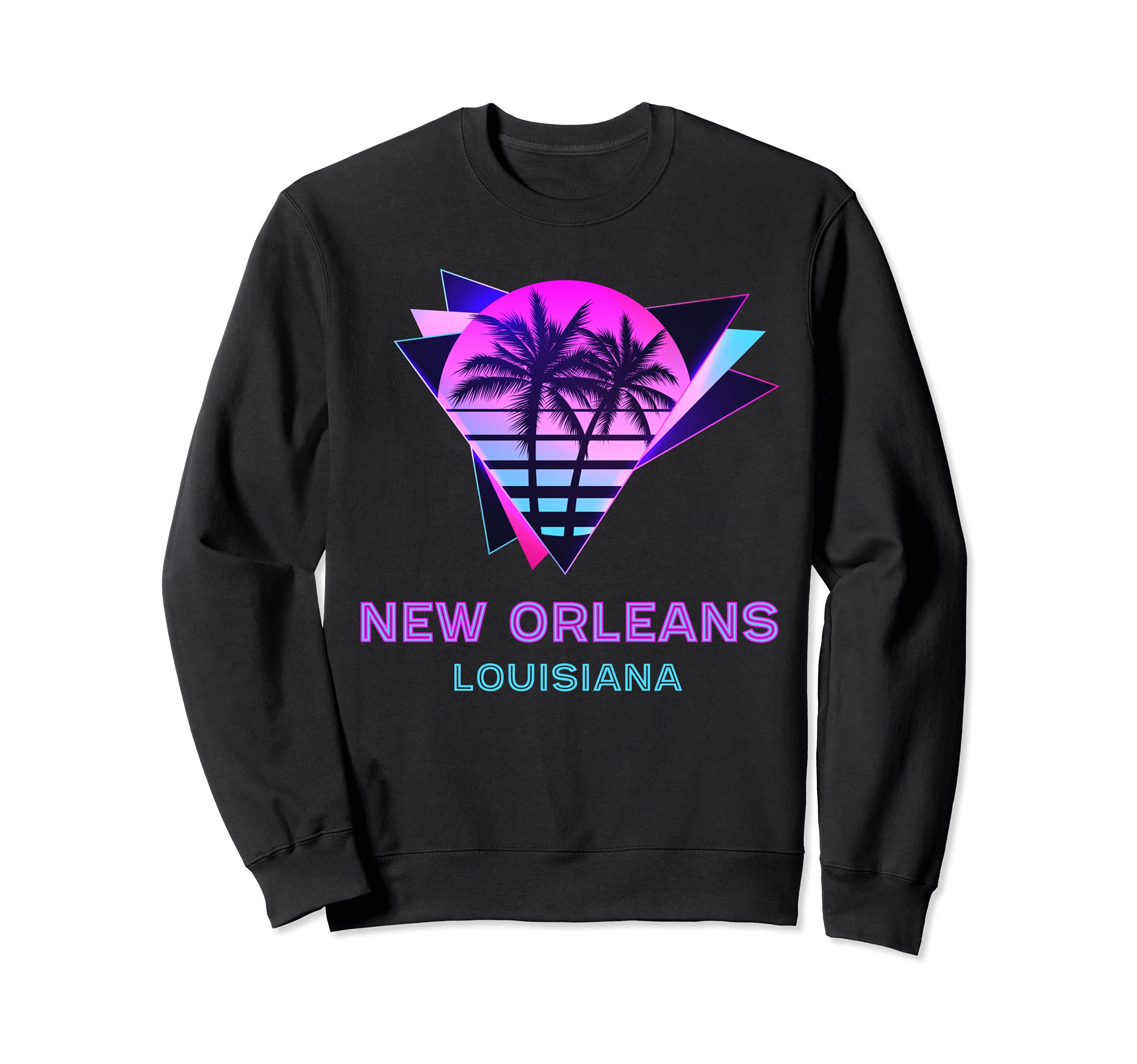 New Orleans Palm Trees 80S Vaporware Sweatshirt - Trendy Graphic Men Women - T-Shirt, Sweatshirt, Hoodie