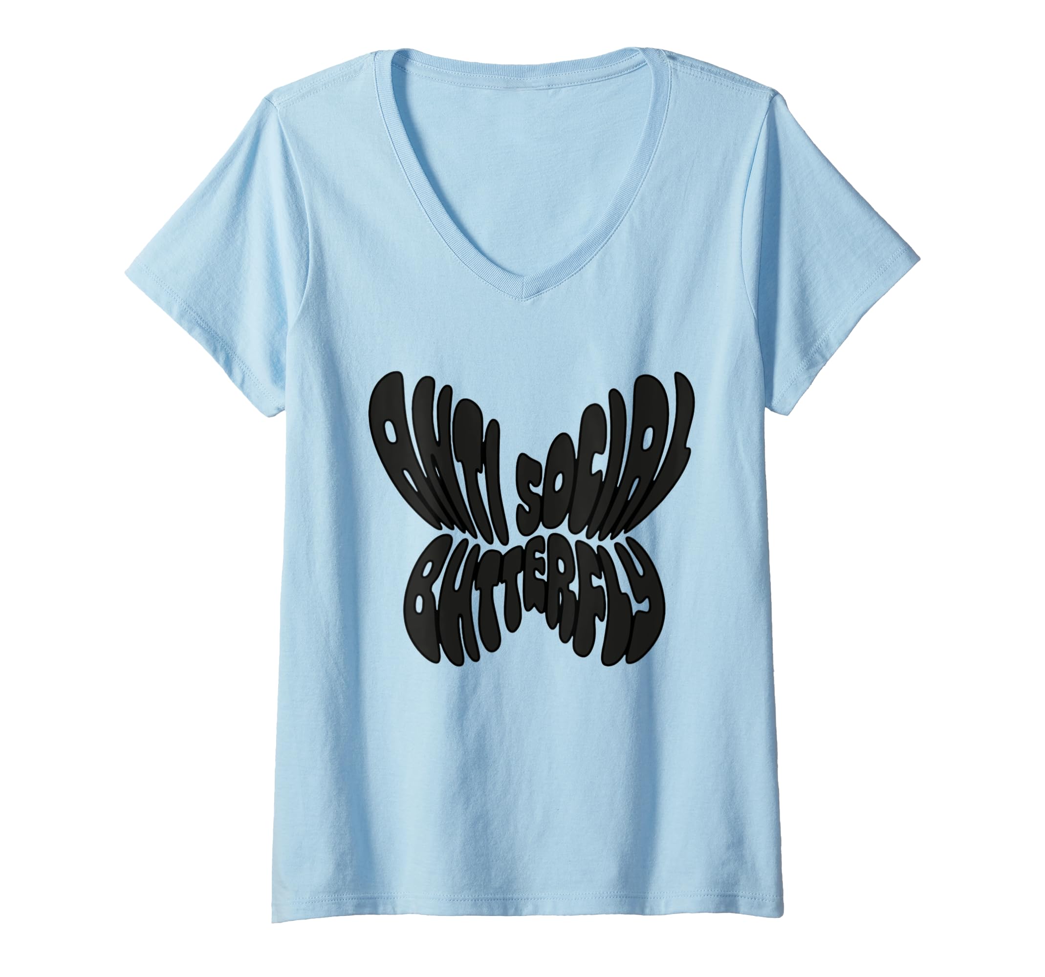 Womens Anti Social Butterfly V Neck T-Shirt - Minimalist Print Men Women - T-Shirt, Sweatshirt, Hoodie