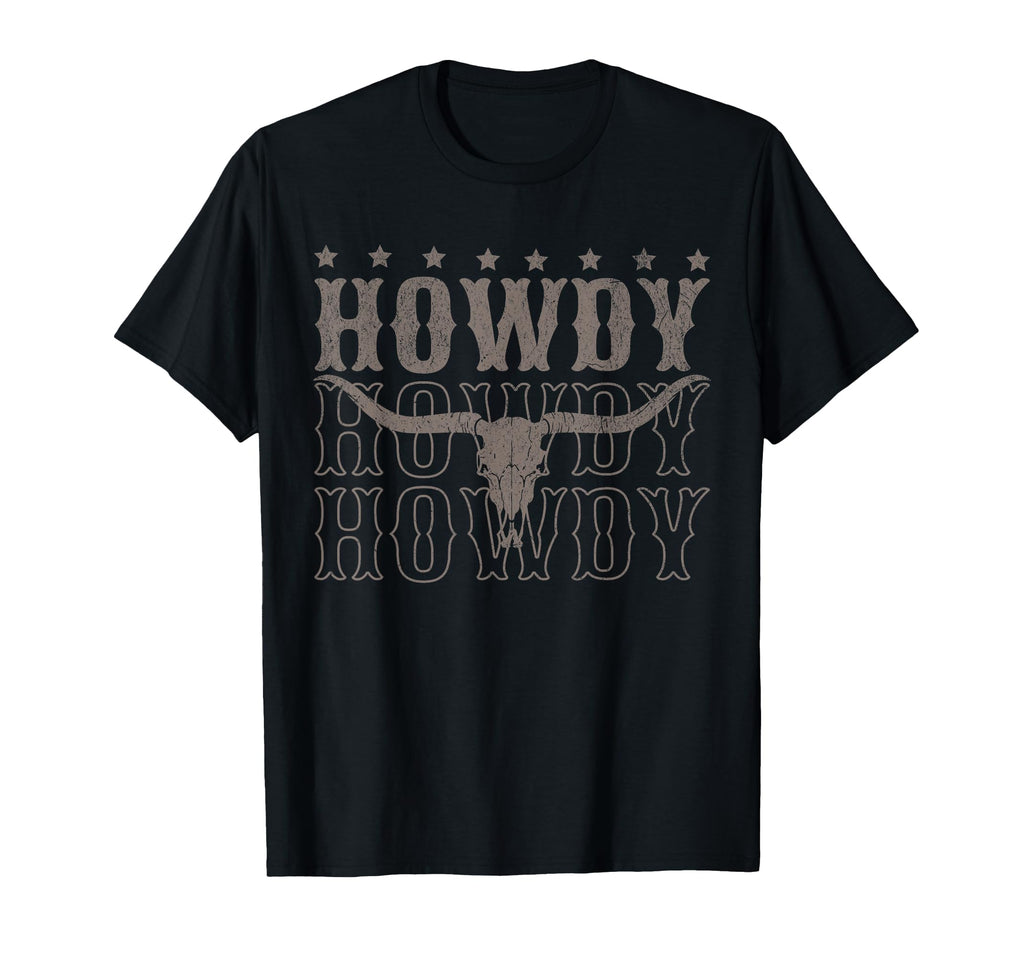 Howdy Cow Bull Skull Cowboy T-Shirt - Casual Everyday Wear for Adults - T-Shirt, Sweatshirt, Hoodie