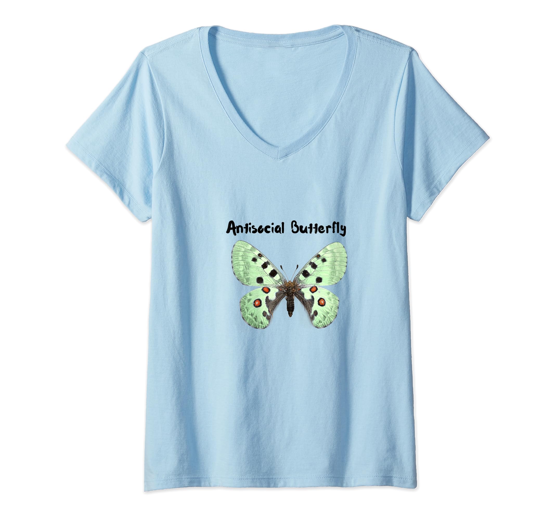 Womens Antisocial Butterfly V Neck T-Shirt - Aesthetic Graphic Men Women - T-Shirt, Sweatshirt, Hoodie