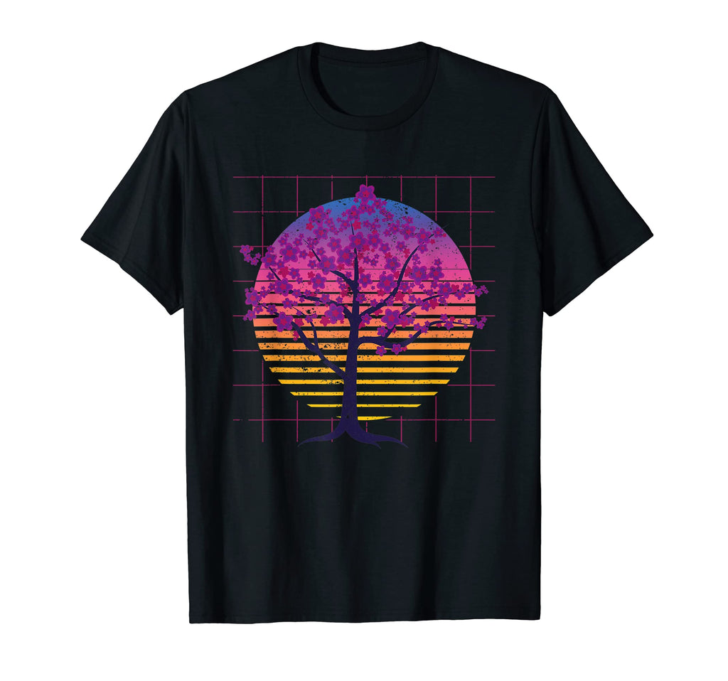 90S Synthwave Flower Sakura Tree T-Shirt - Trendy Graphic for Adults - T-Shirt, Sweatshirt, Hoodie