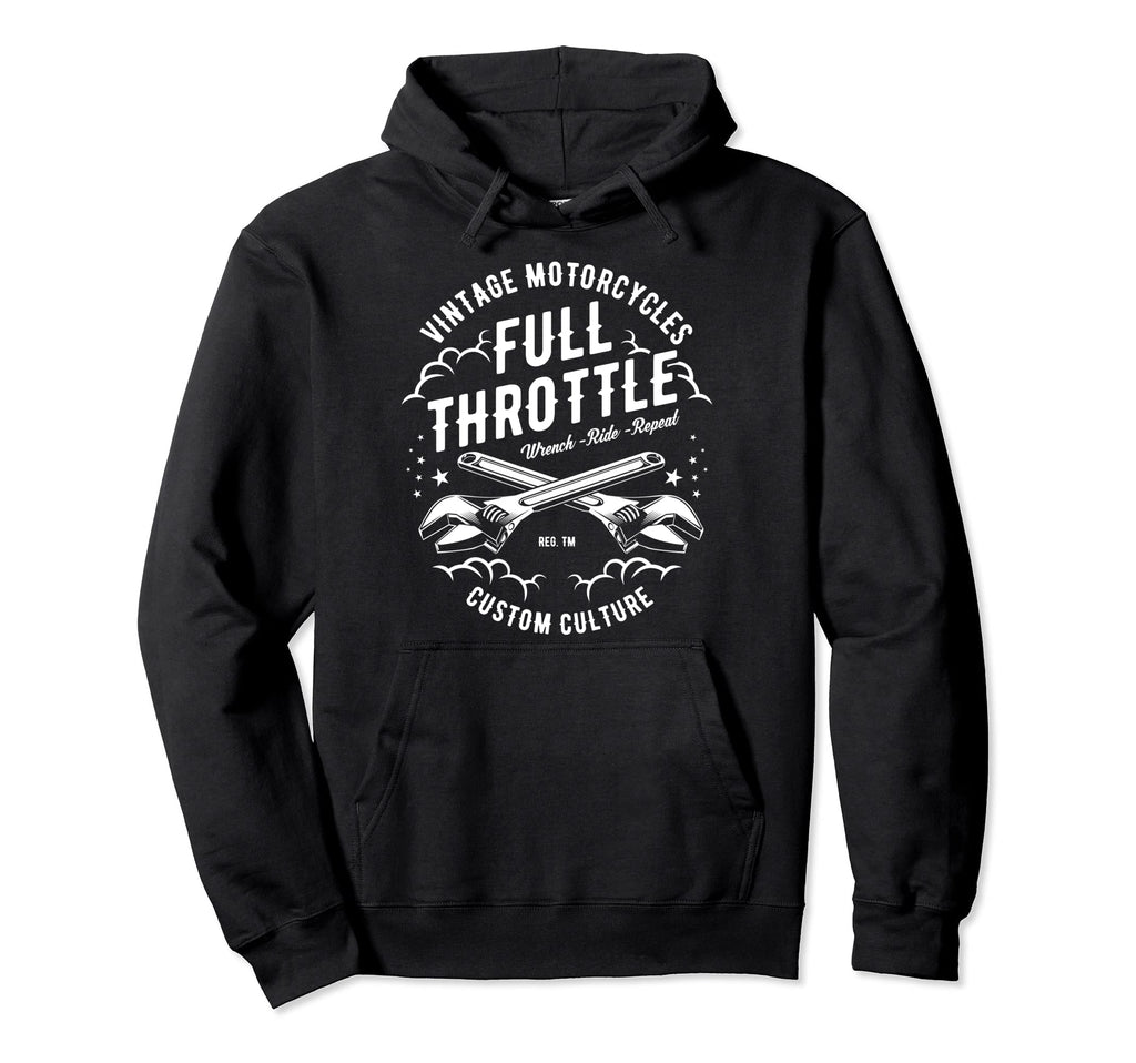 Motorcycle Full Throttle Mechanic Hoodie - Trendy Graphic Unisex - T-Shirt, Sweatshirt, Hoodie