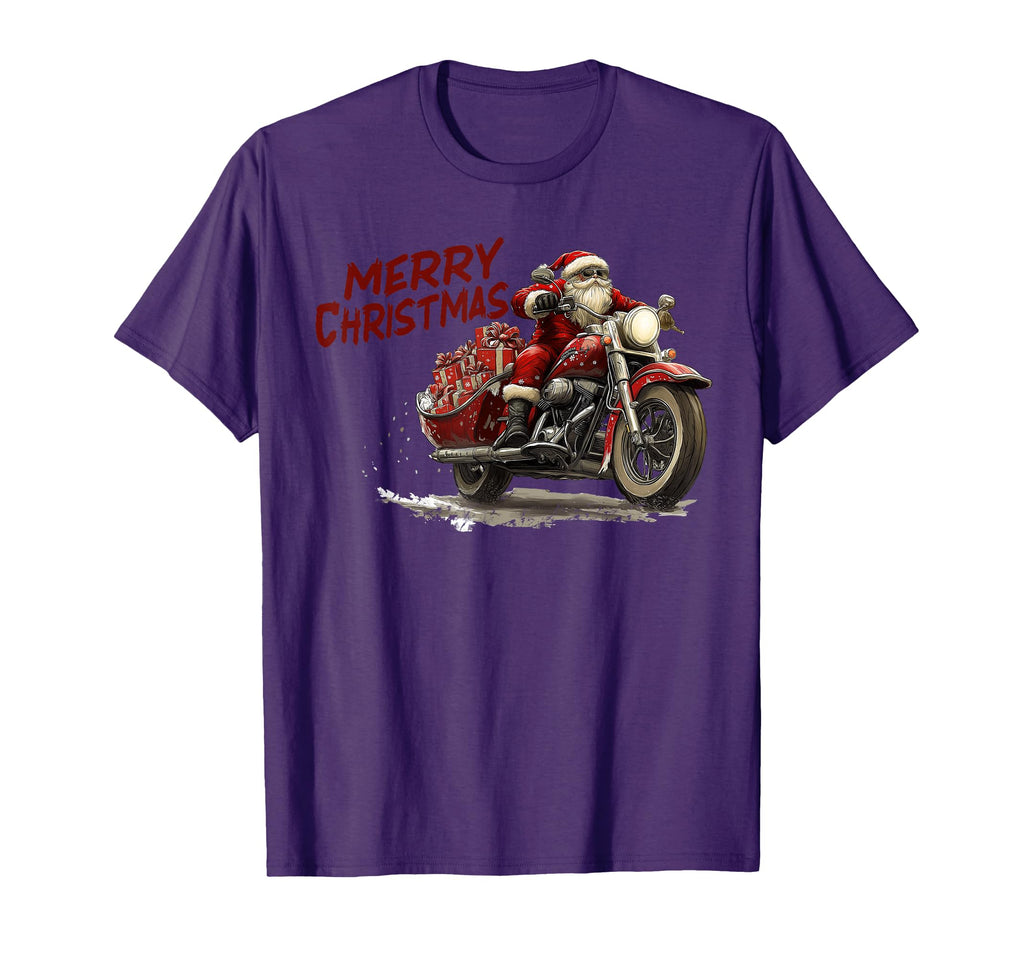 Merry Santa Riding Motorcycle Bike T-Shirt - Aesthetic Graphic Unisex - T-Shirt, Sweatshirt, Hoodie