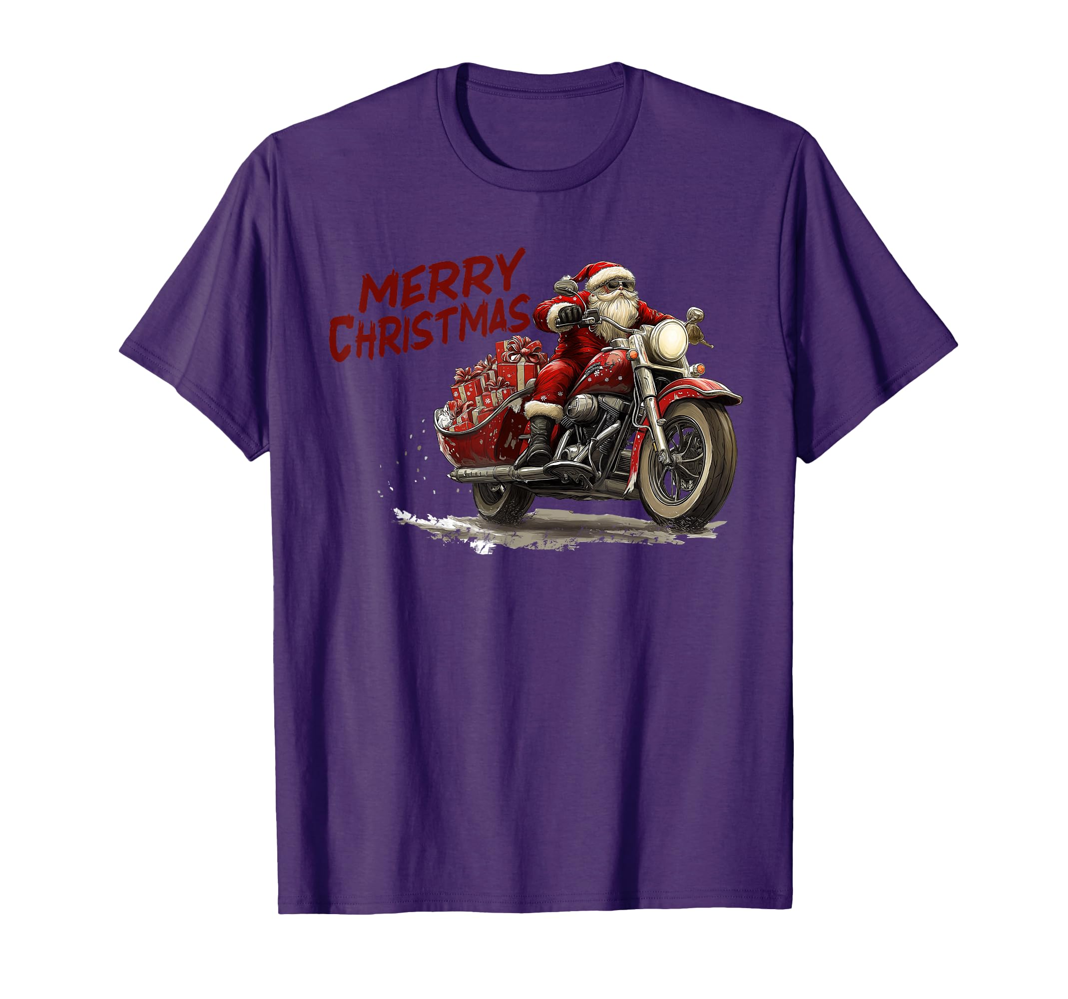 Merry Santa Riding Motorcycle Bike T-Shirt - Aesthetic Graphic Unisex - T-Shirt, Sweatshirt, Hoodie